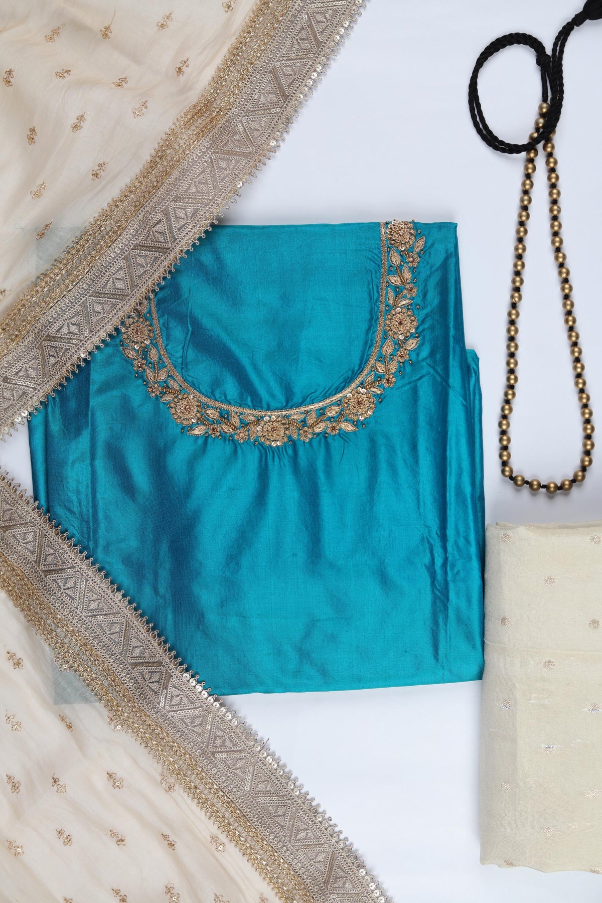 pure Silk Piece Unstitched Suit Set – Classic Ethnic Style-373