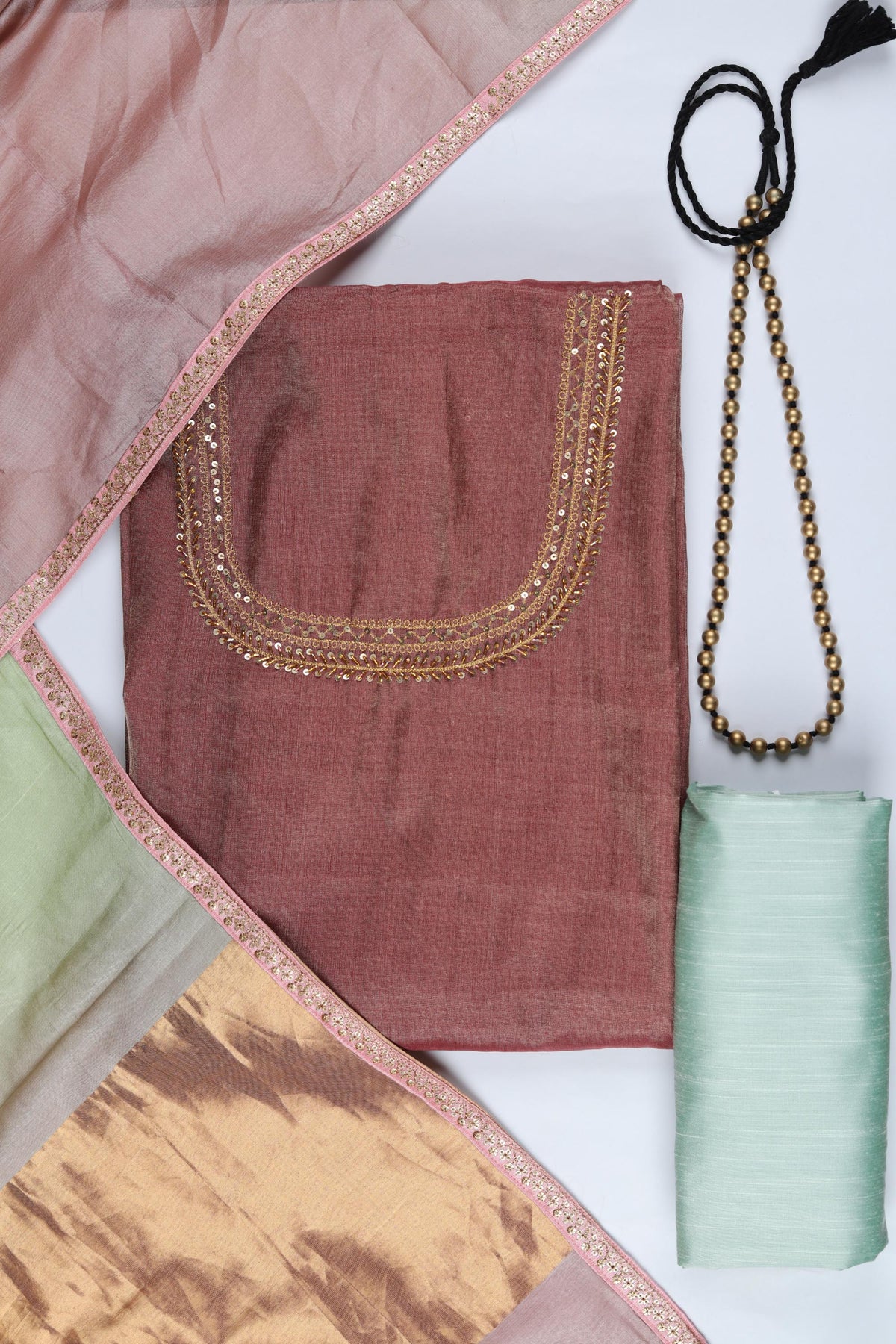 Tissue Silk Piece Unstitched Suit Set – Classic Ethnic Style-382