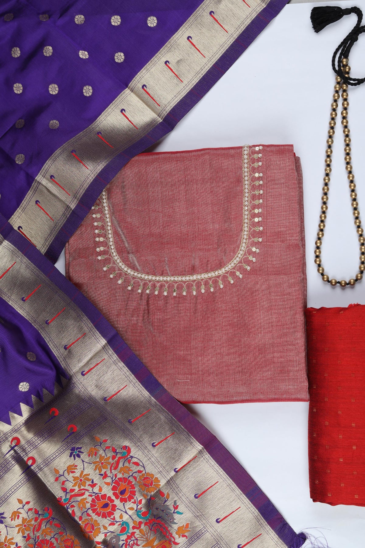 Tissue Silk 2 Piece Unstitched Suit Set – Classic Ethnic Style-384
