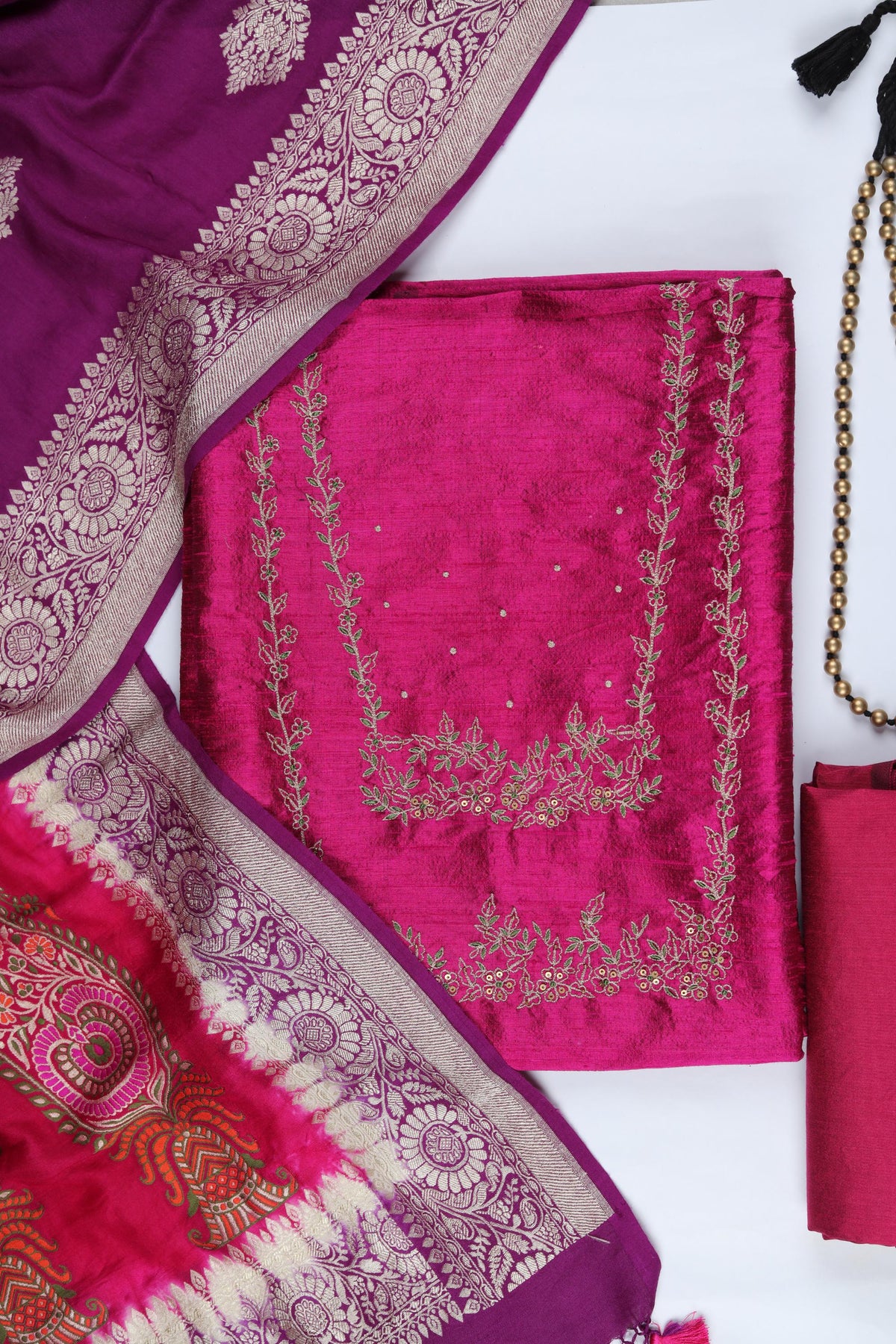 Raw Silk 2 Piece Unstitched Suit Set – Classic Ethnic Style-396