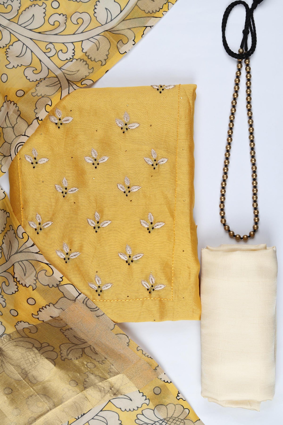 Chanderi Silk 3 Piece Unstitched Suit Set – Classic Ethnic Style-392