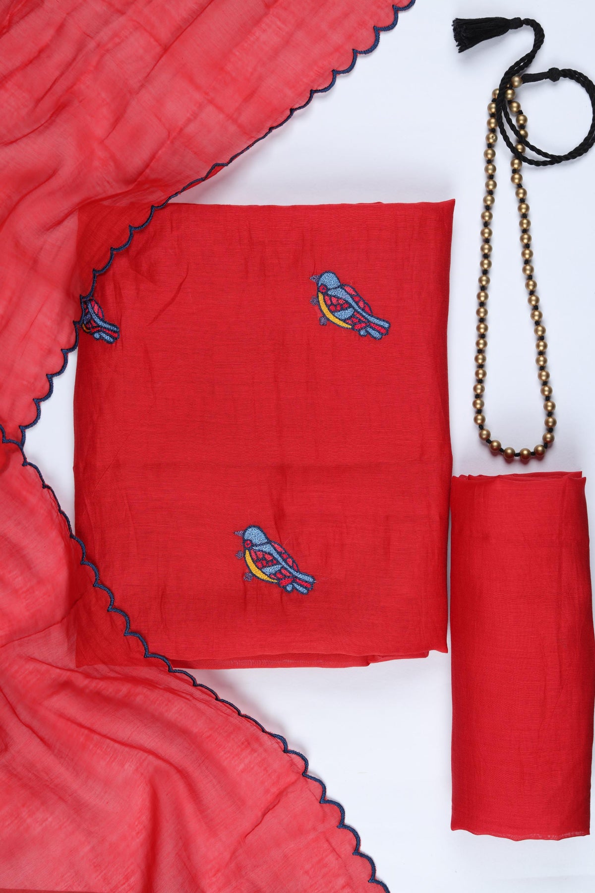 Chanderi Silk 3 Piece Unstitched Suit Set – Classic Ethnic Style-399