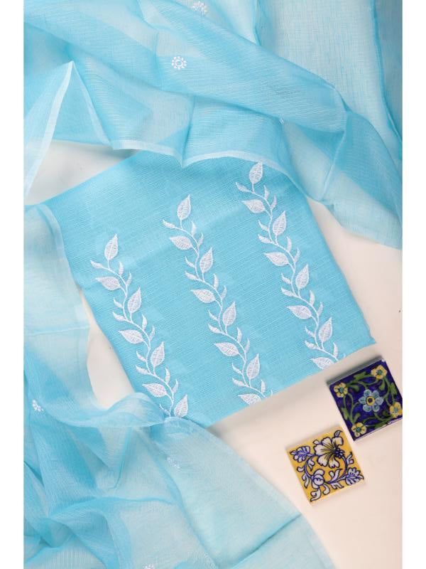 white Leaf on blue