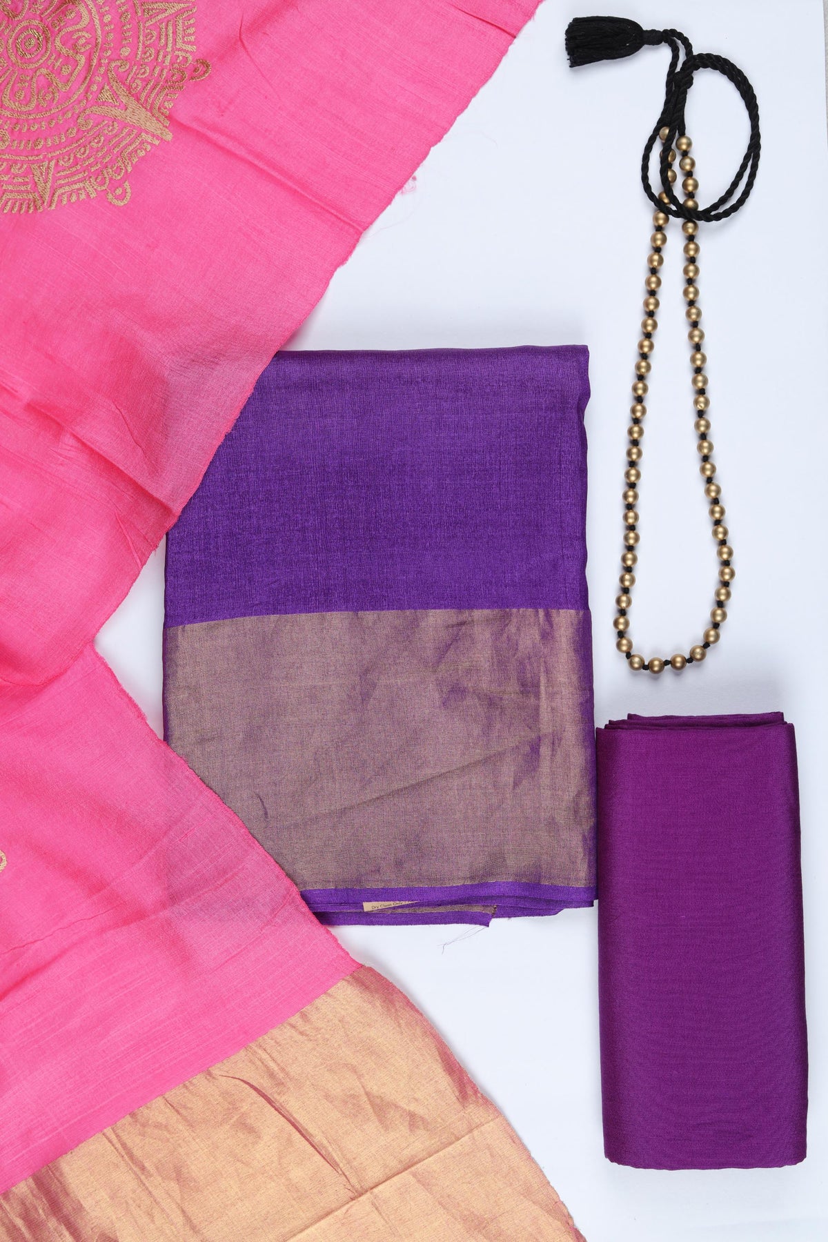 Tussar Silk 3 Piece Unstitched Suit Set – Classic Ethnic Style-402