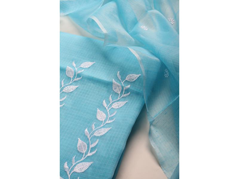 white Leaf on blue