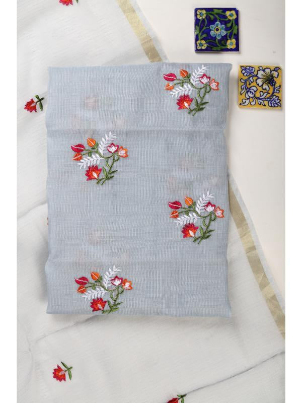 Grey Floral Kota