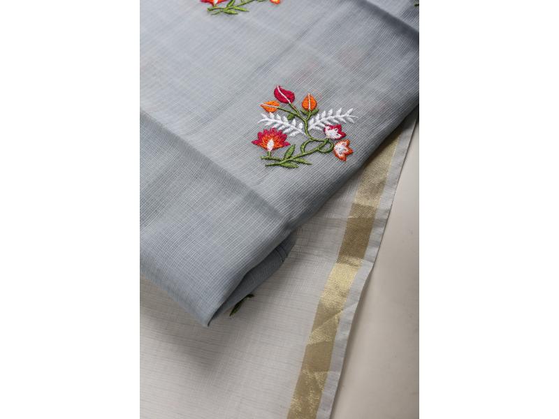 Grey Floral Kota