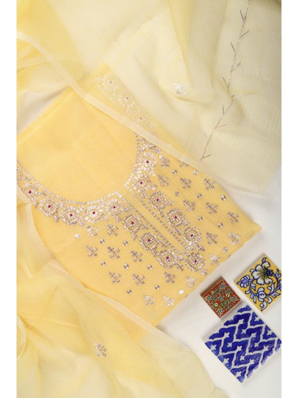 Yellow with silver Embroidery