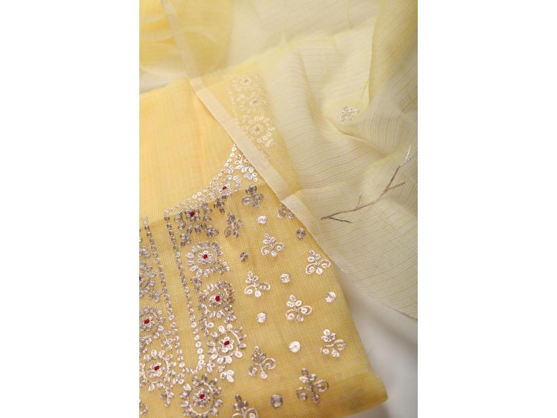 Yellow with silver Embroidery
