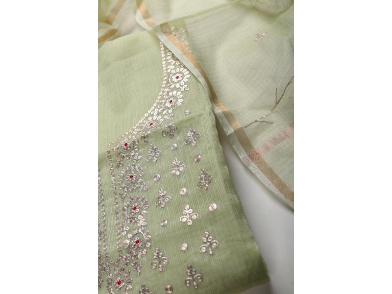 Pista Green  with silver Embroidery