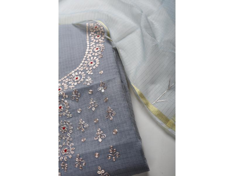 Grey with silver Embroidery