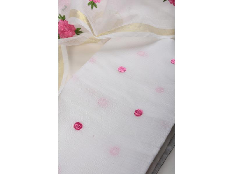 white & pink polka dot