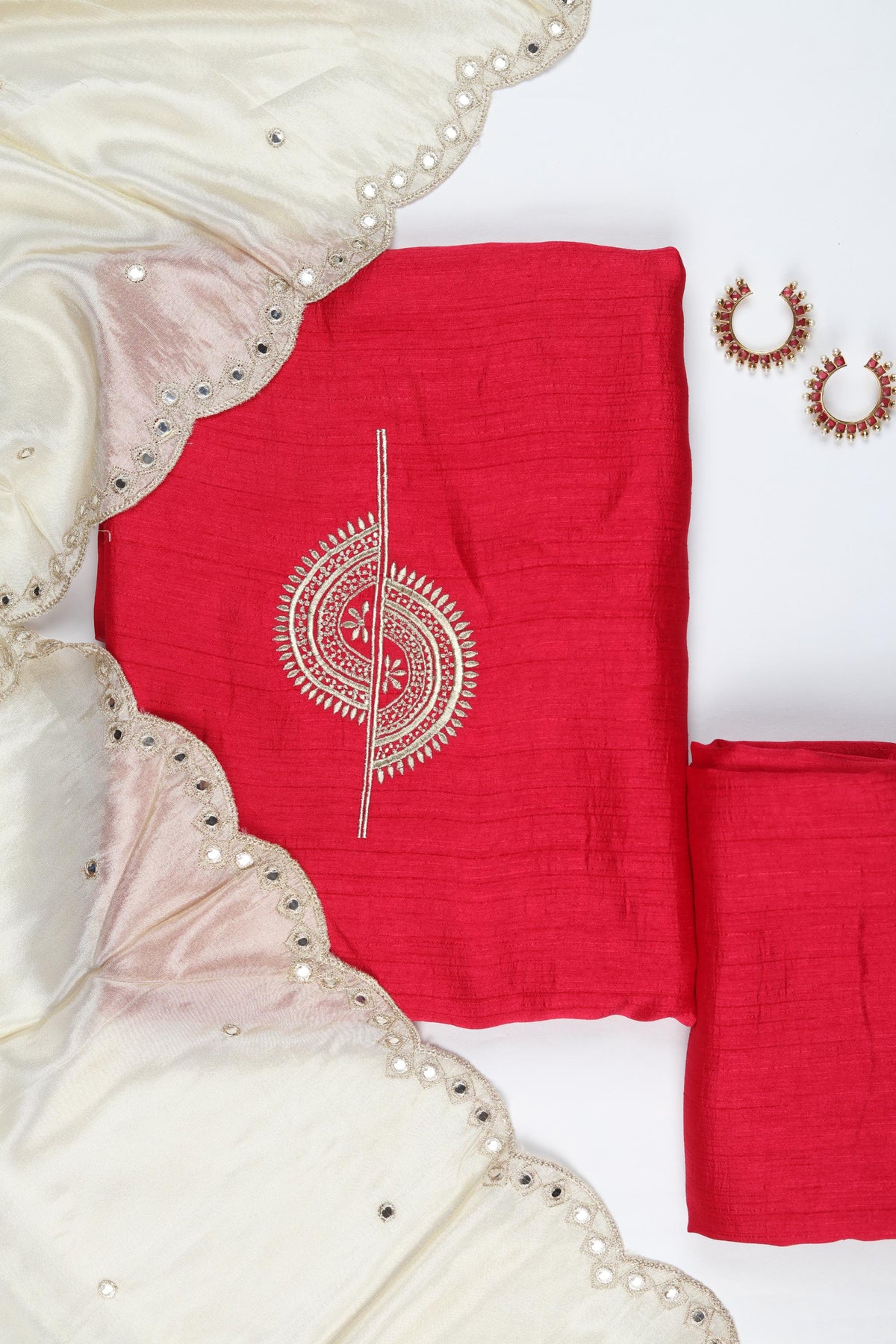 Nysa Silk 3 Piece Unstitched Suit Set – Classic Ethnic Style-415