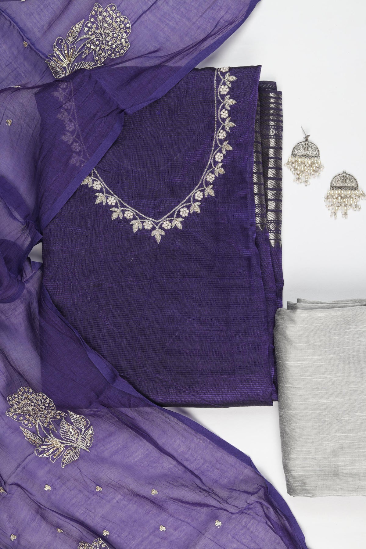 Blended Silk 3 Piece Unstitched Suit Set – Classic Ethnic Style-413