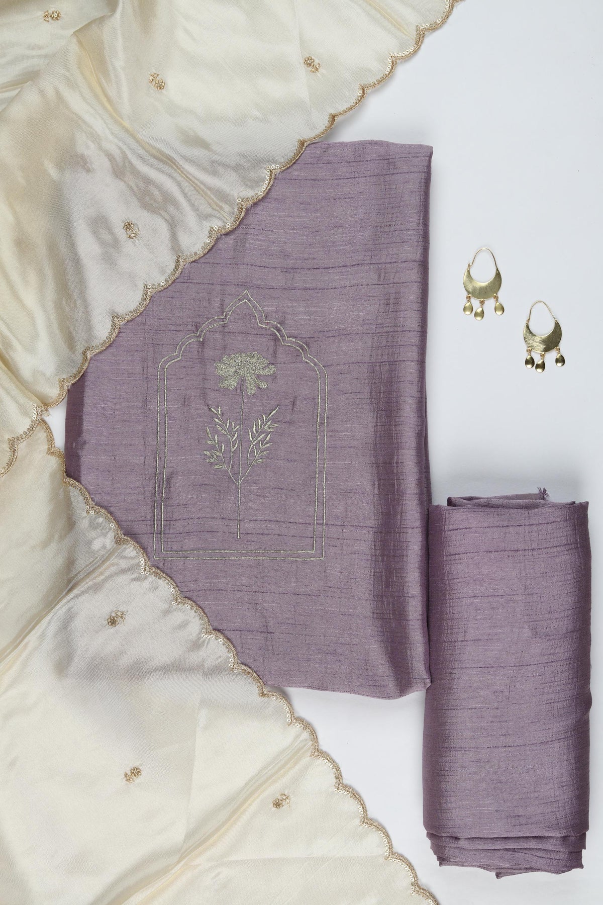 Nysa Silk 3 Piece Unstitched Suit Set – Classic Ethnic Style-417