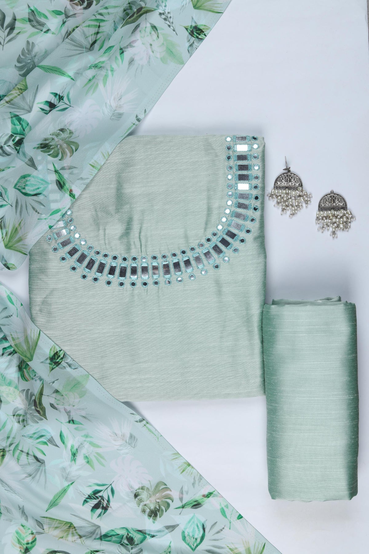 Cotton Silk 3 Piece Unstitched Suit Set – Classic Ethnic Style-418