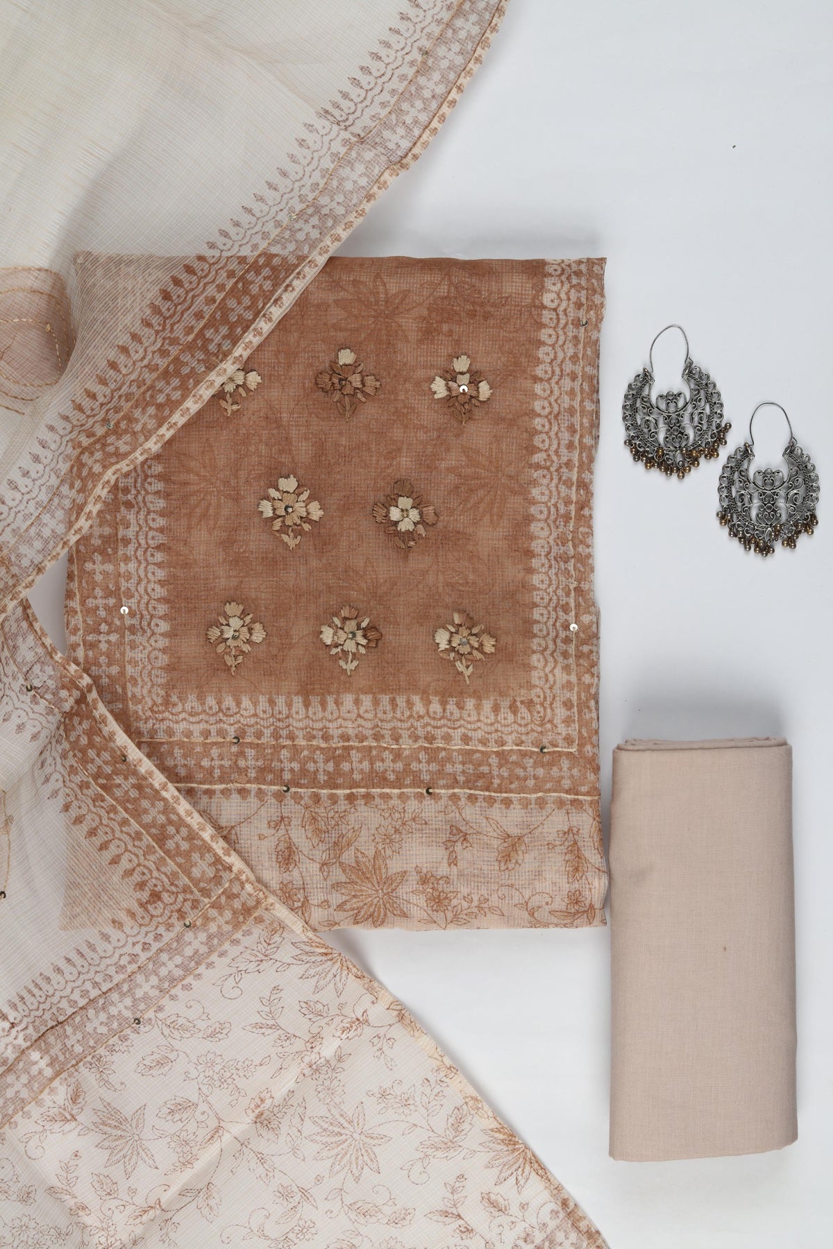Blended Silk 3 Piece Unstitched Suit Set – Classic Ethnic Style-408