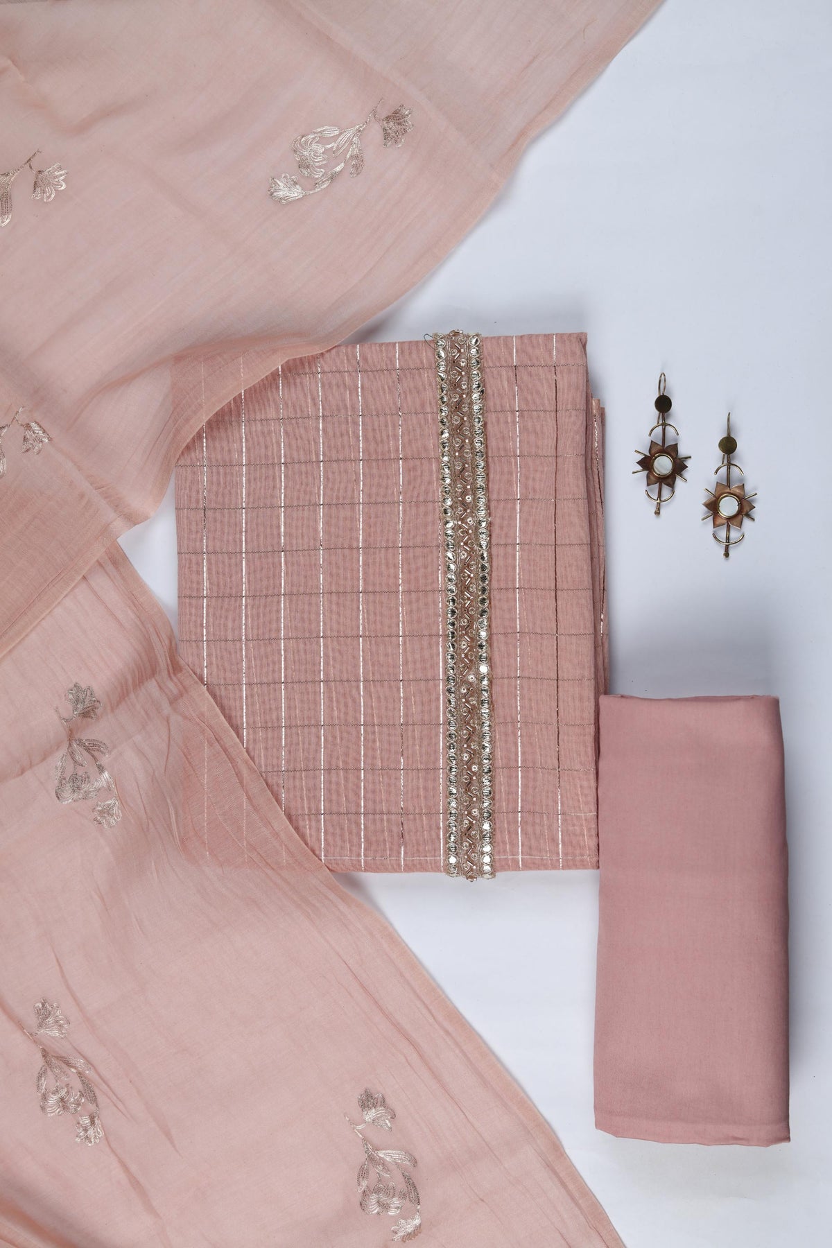 Cotton 3 Piece Unstitched Suit Set – Classic Ethnic Style-448