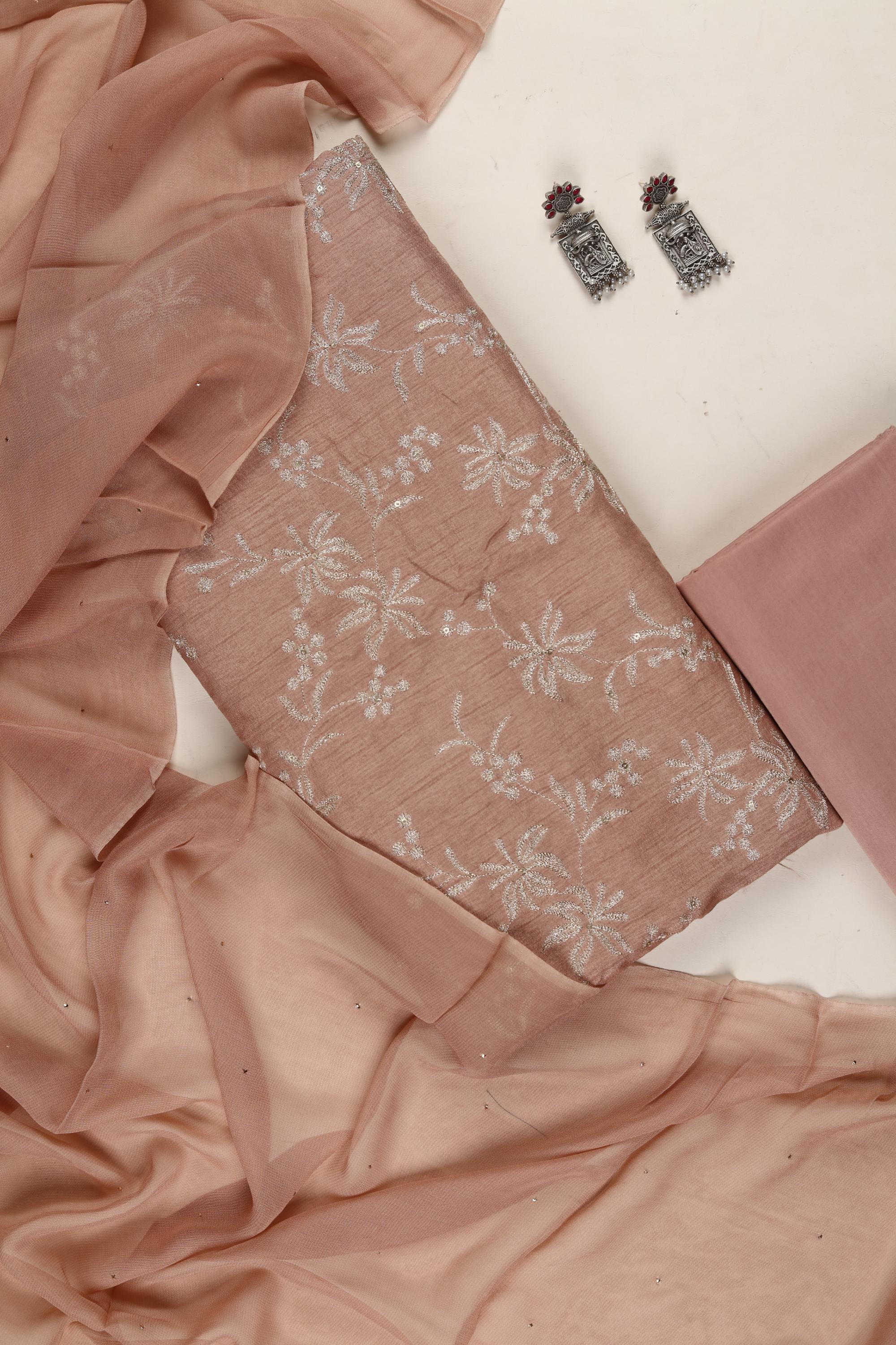 Embroided Blended silk  Set -54