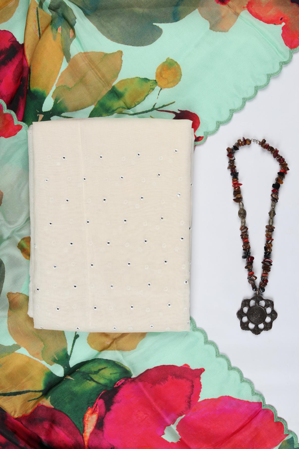 Chanderi 3 Piece Unstitched Suit Set – Elegant Ethnic Design-314