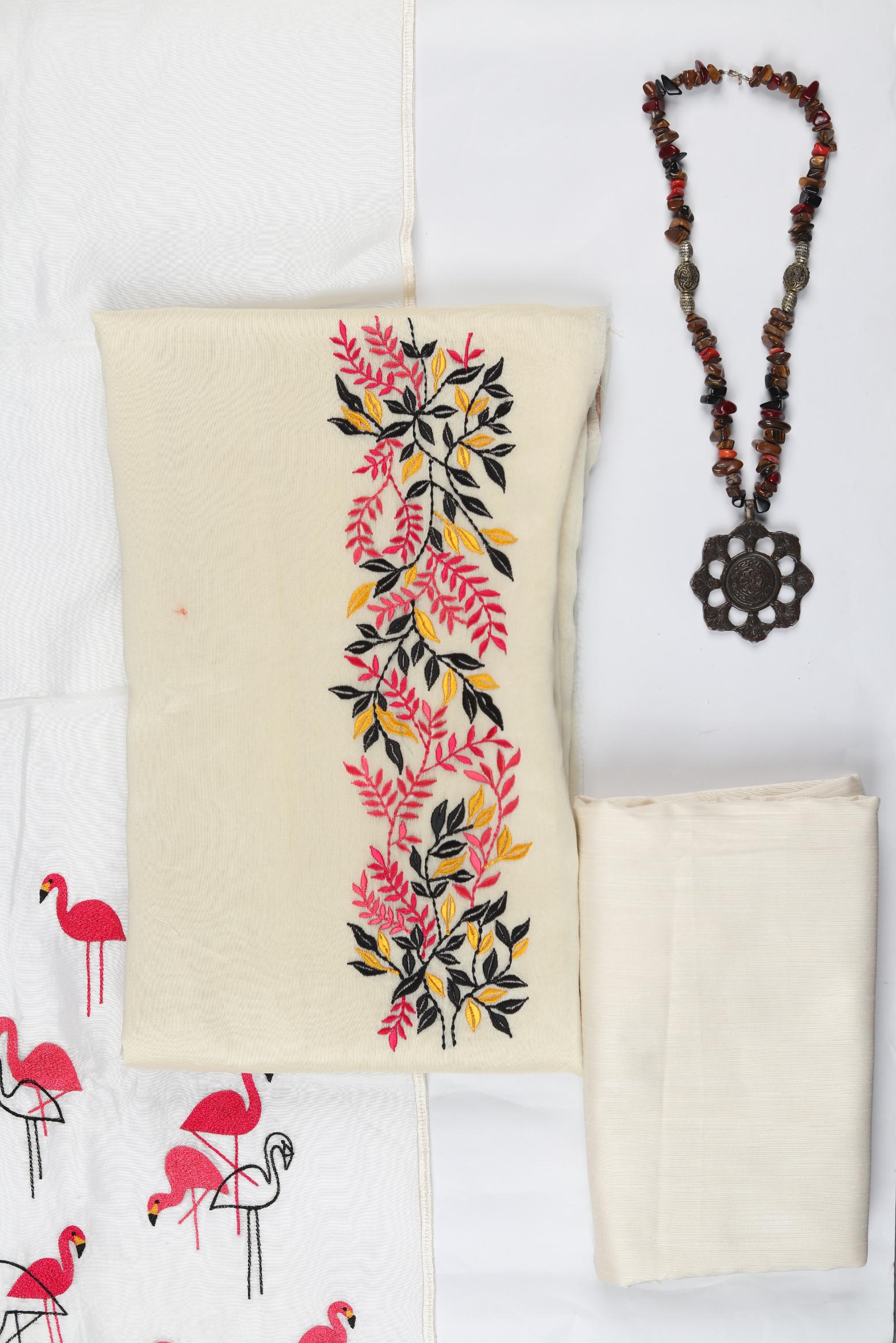 Chanderi 3 Piece Unstitched Suit Set – Elegant Ethnic Design-316