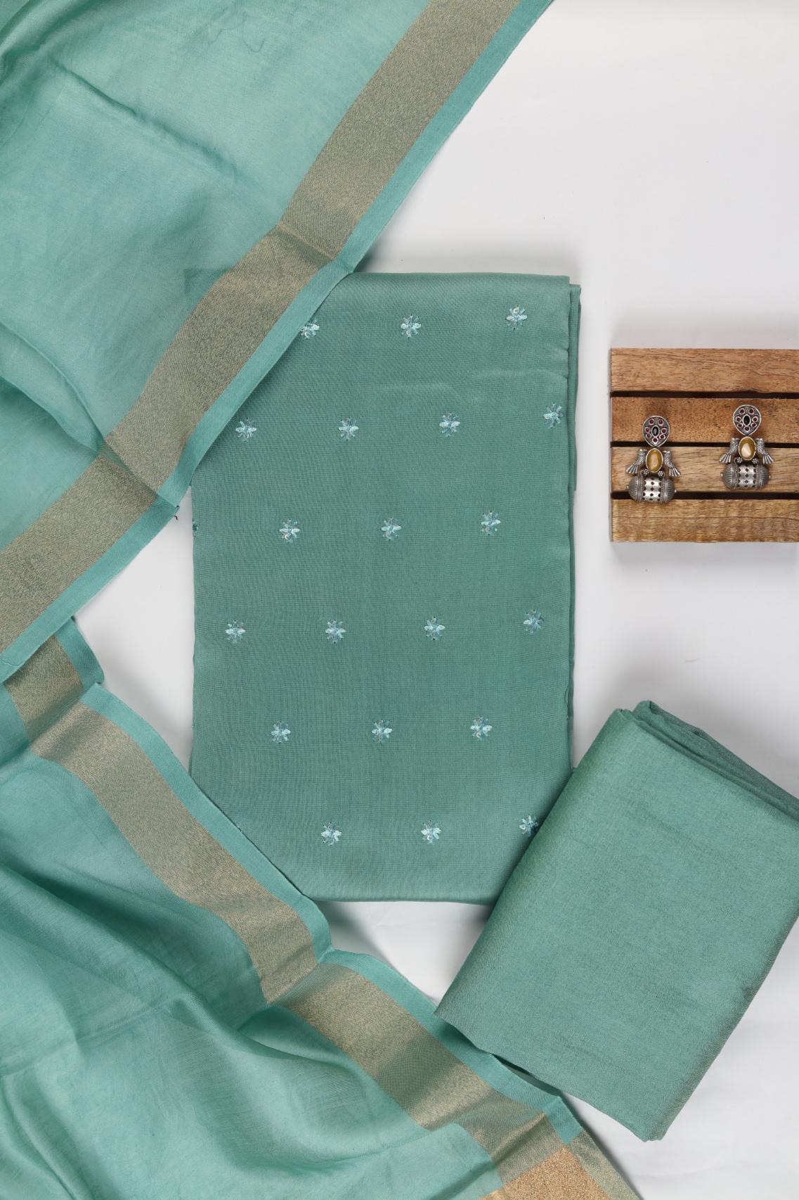 Chanderi 3 Piece Unstitched Suit Set – Traditional Weave-338