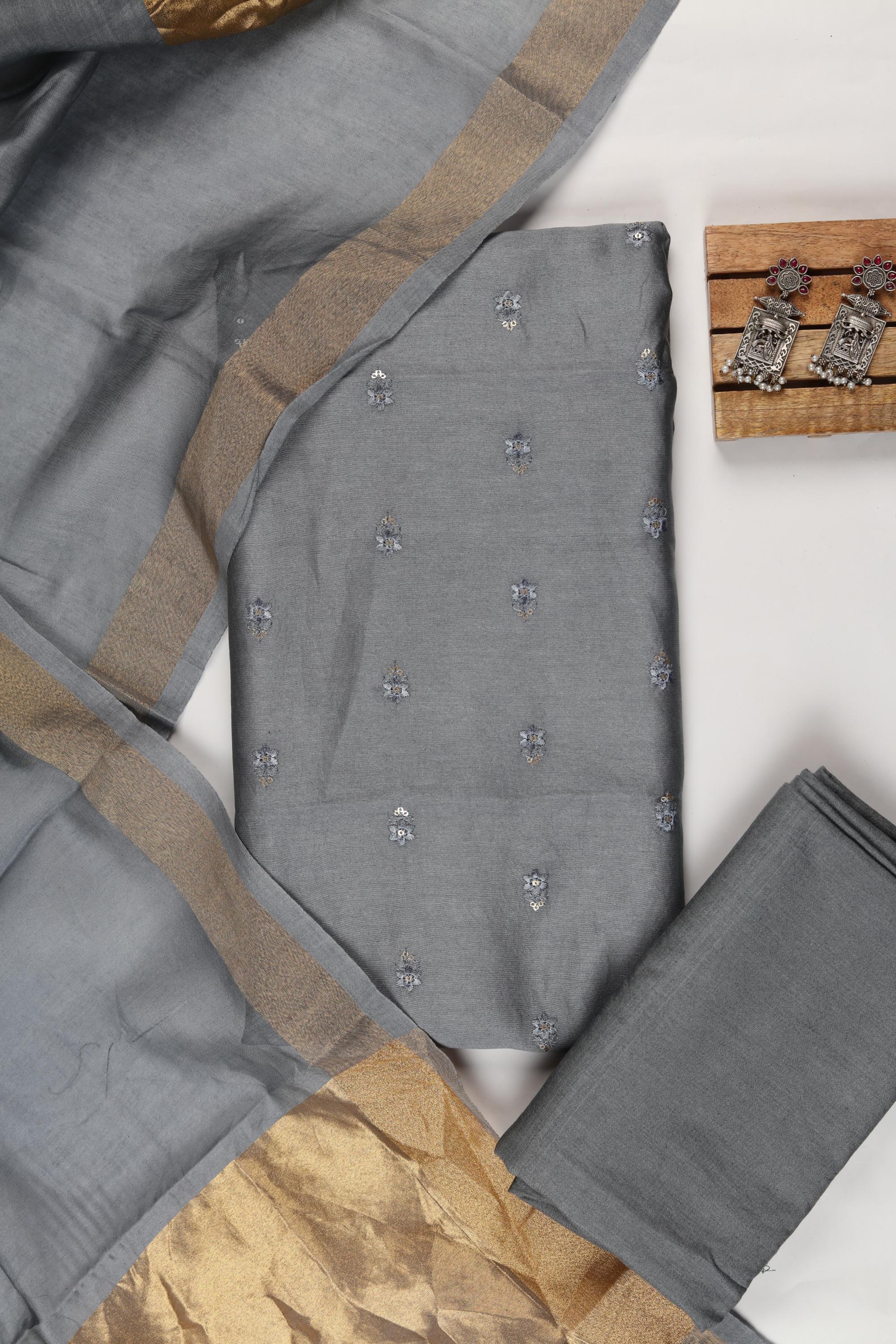 Chanderi 3 Piece Unstitched Suit Set – Traditional Weave-343