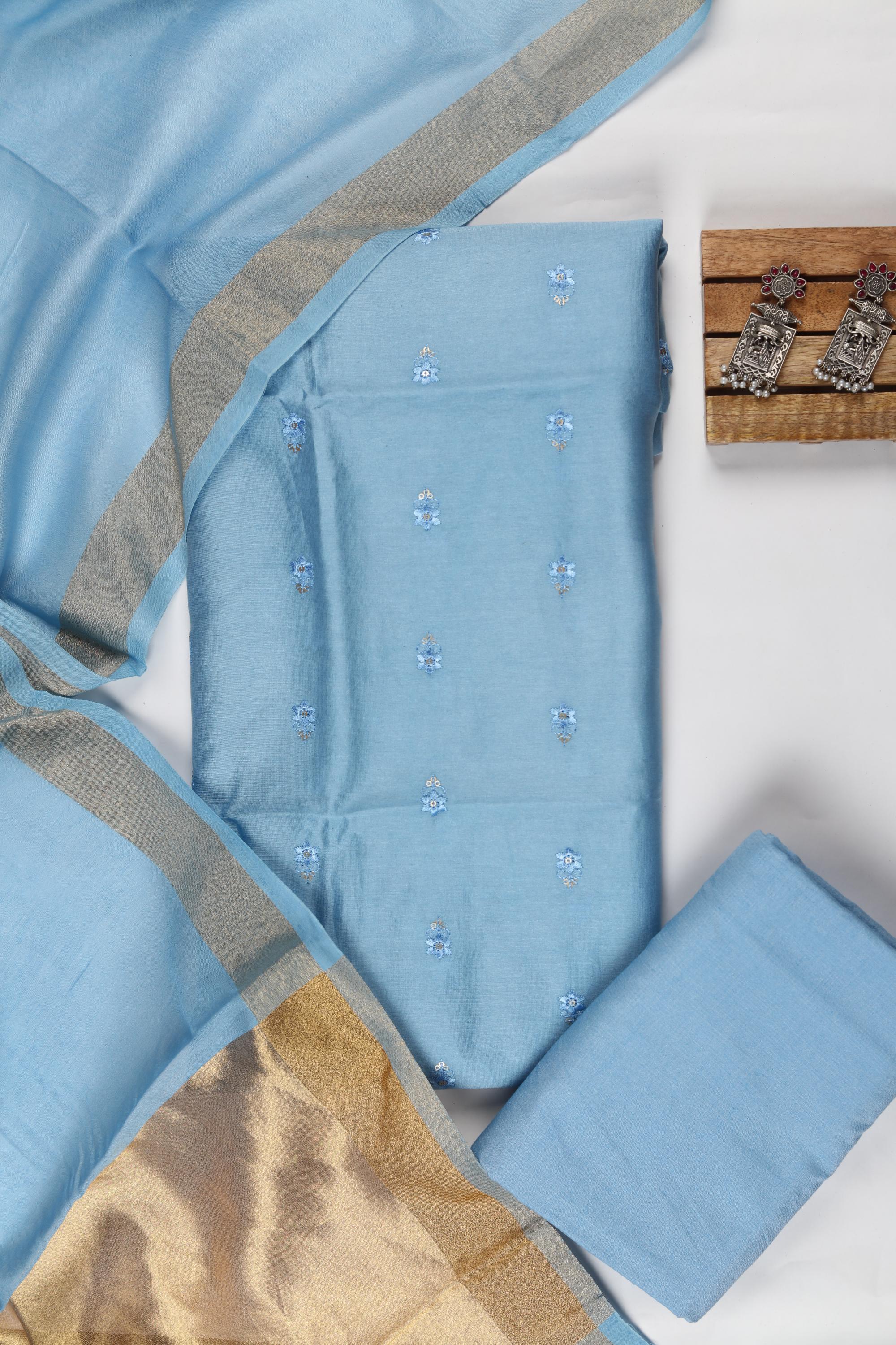 Chanderi 3 Piece Unstitched Suit Set – Traditional Weave-348