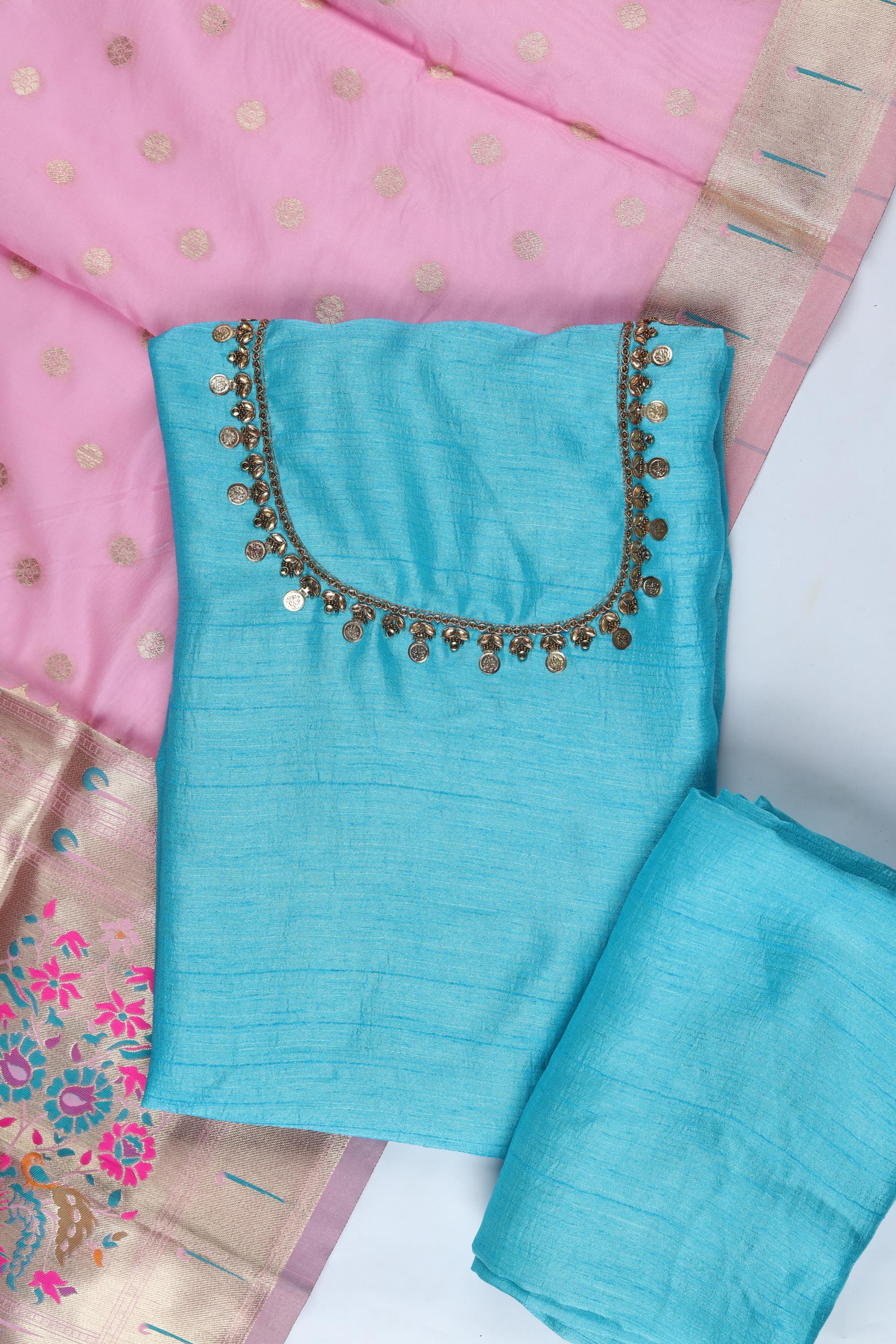 Nysa Silk 3 Piece Unstitched Suit Set – Elegant Ethnic Design-374