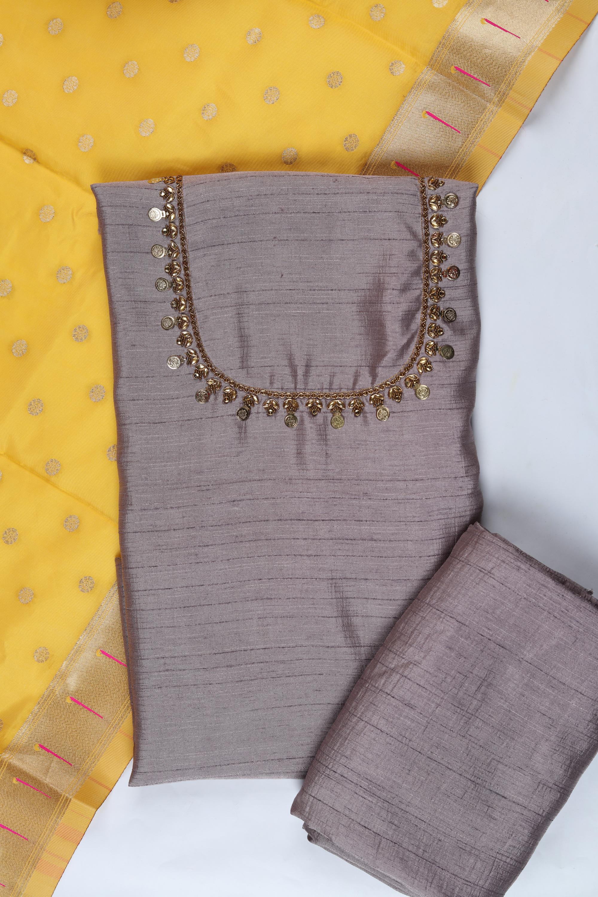 Nysa Silk 3 Piece Unstitched Suit Set – Elegant Ethnic Design-377