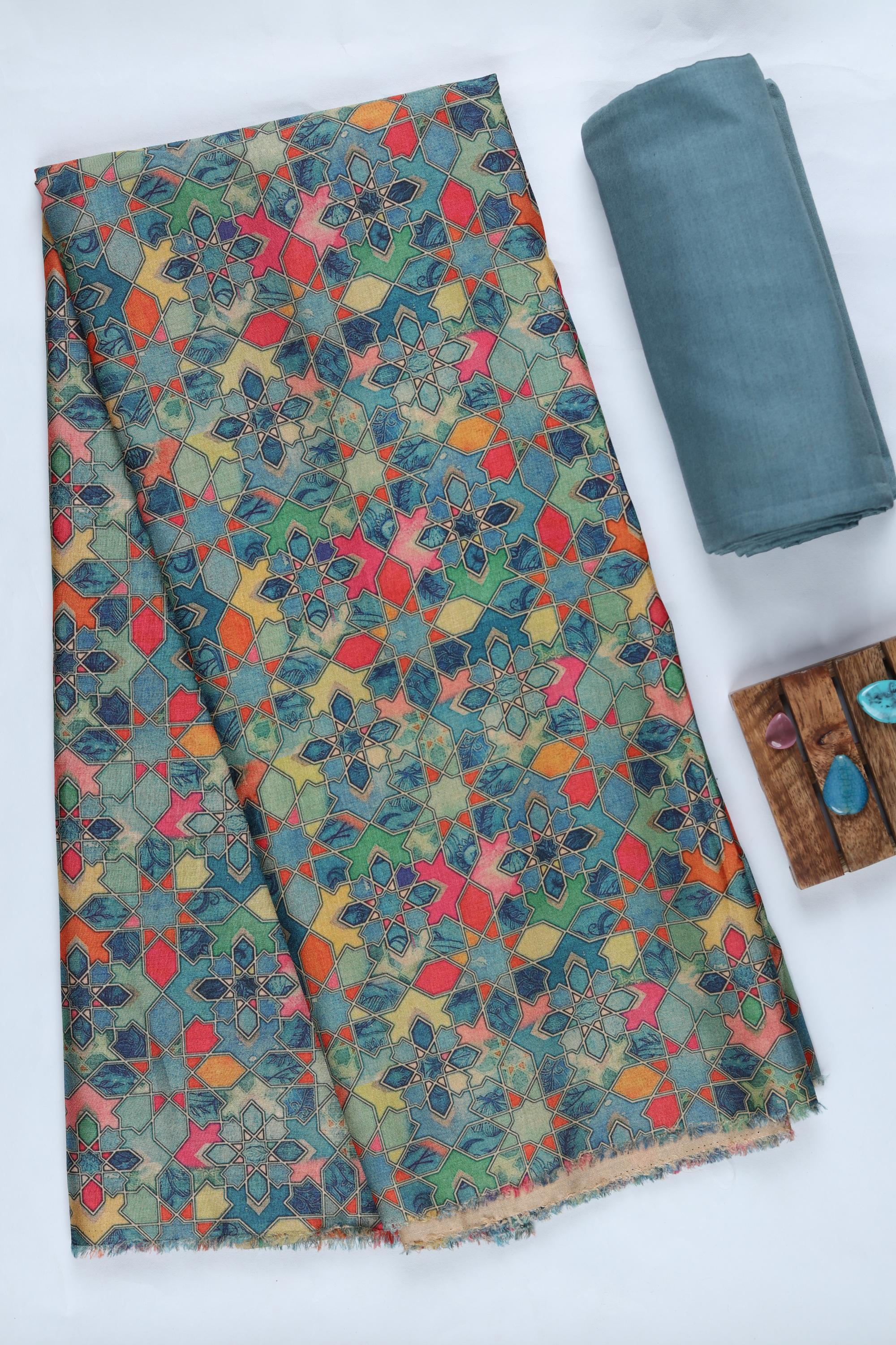 Blended Silk 3 Piece Unstitched Suit Set – Ethnic Craft-384