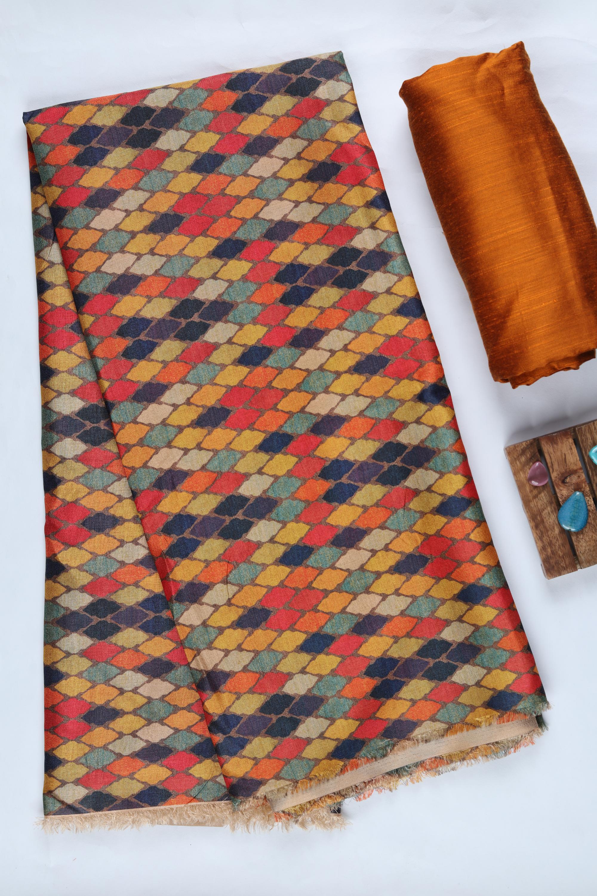 Blended Silk 3 Piece Unstitched Suit Set – Ethnic Craft-385