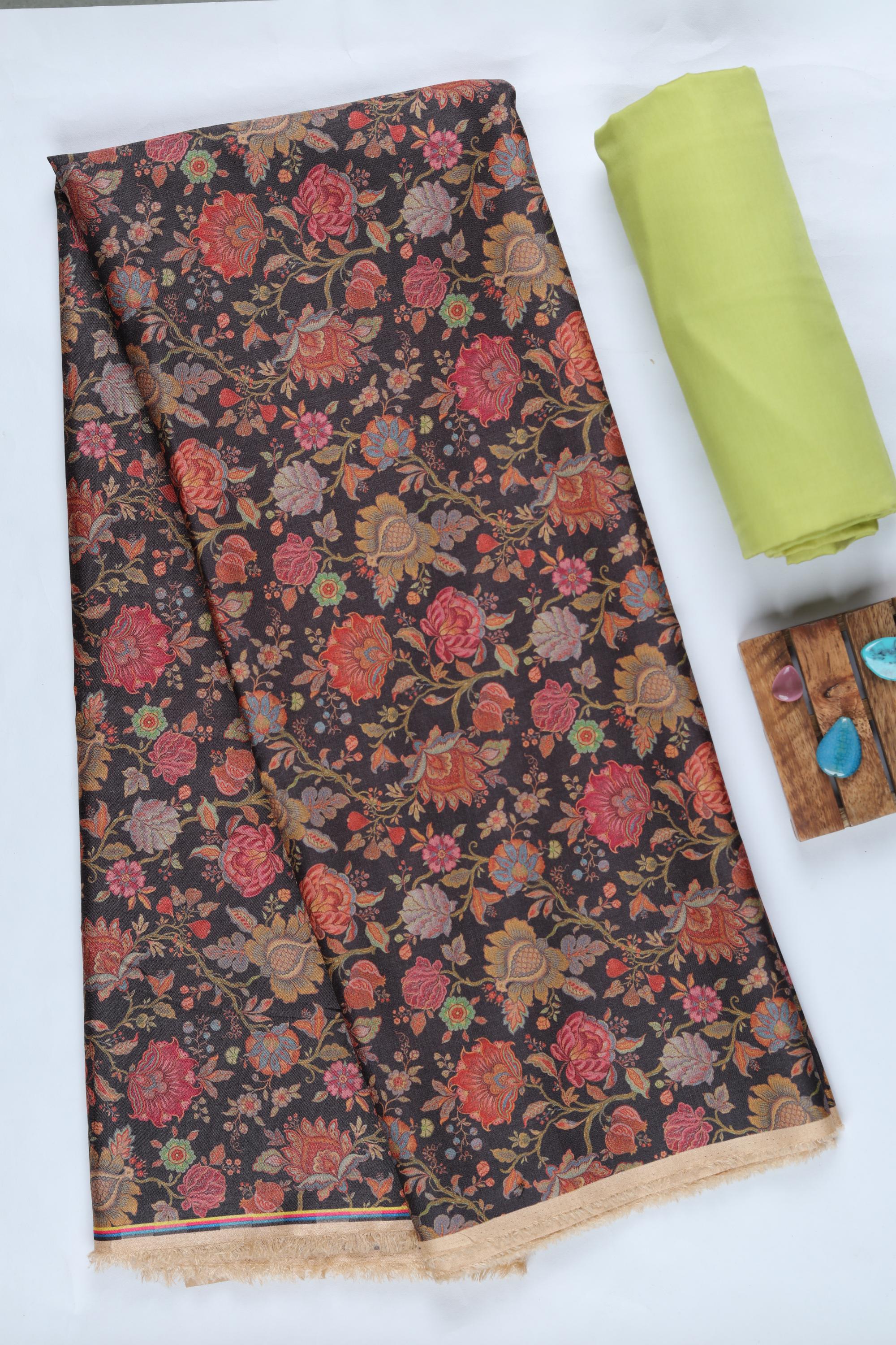 Blended Silk 3 Piece Unstitched Suit Set – Ethnic Craft-389