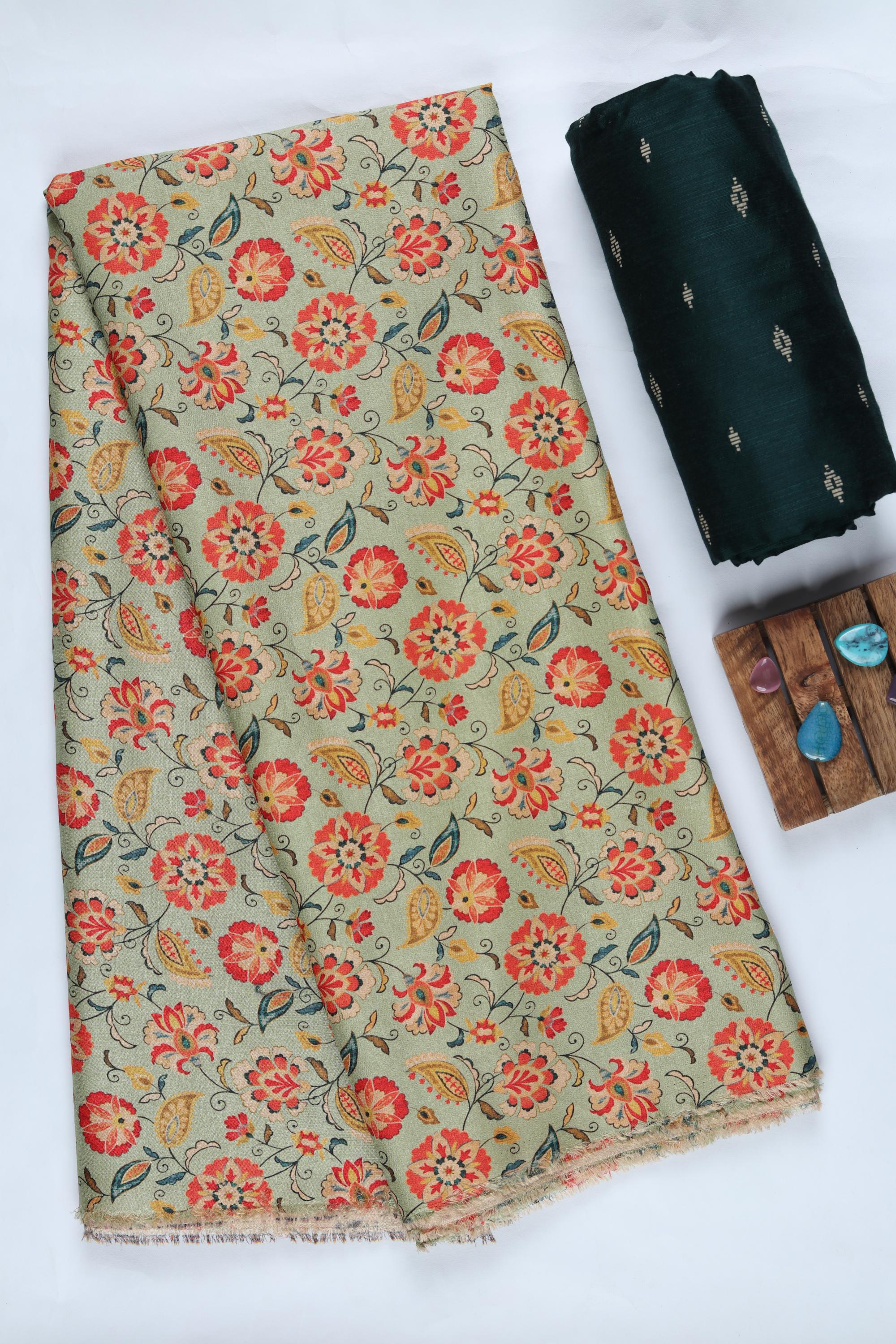 Blended Silk 3 Piece Unstitched Suit Set – Ethnic Craft-391