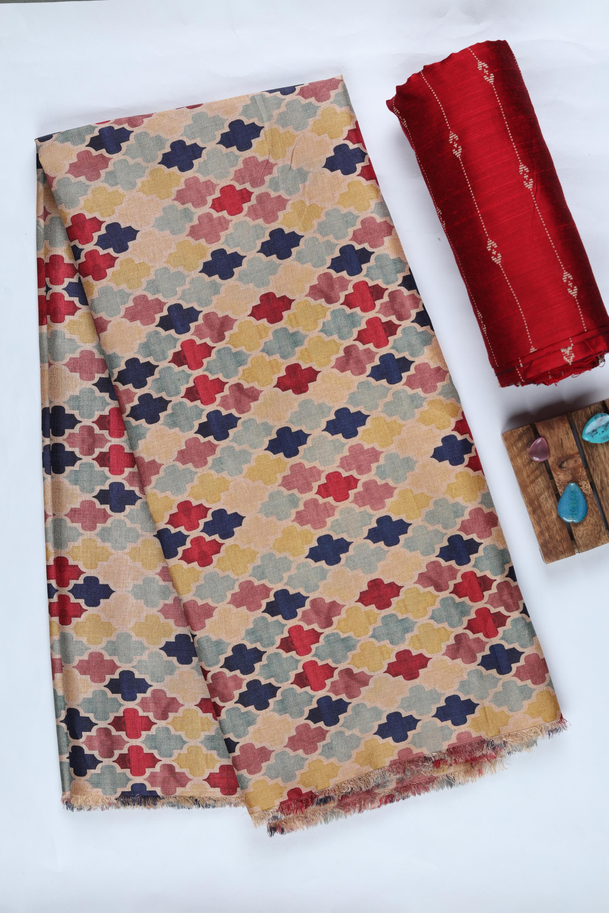 Blended Silk 3 Piece Unstitched Suit Set – Ethnic Craft402