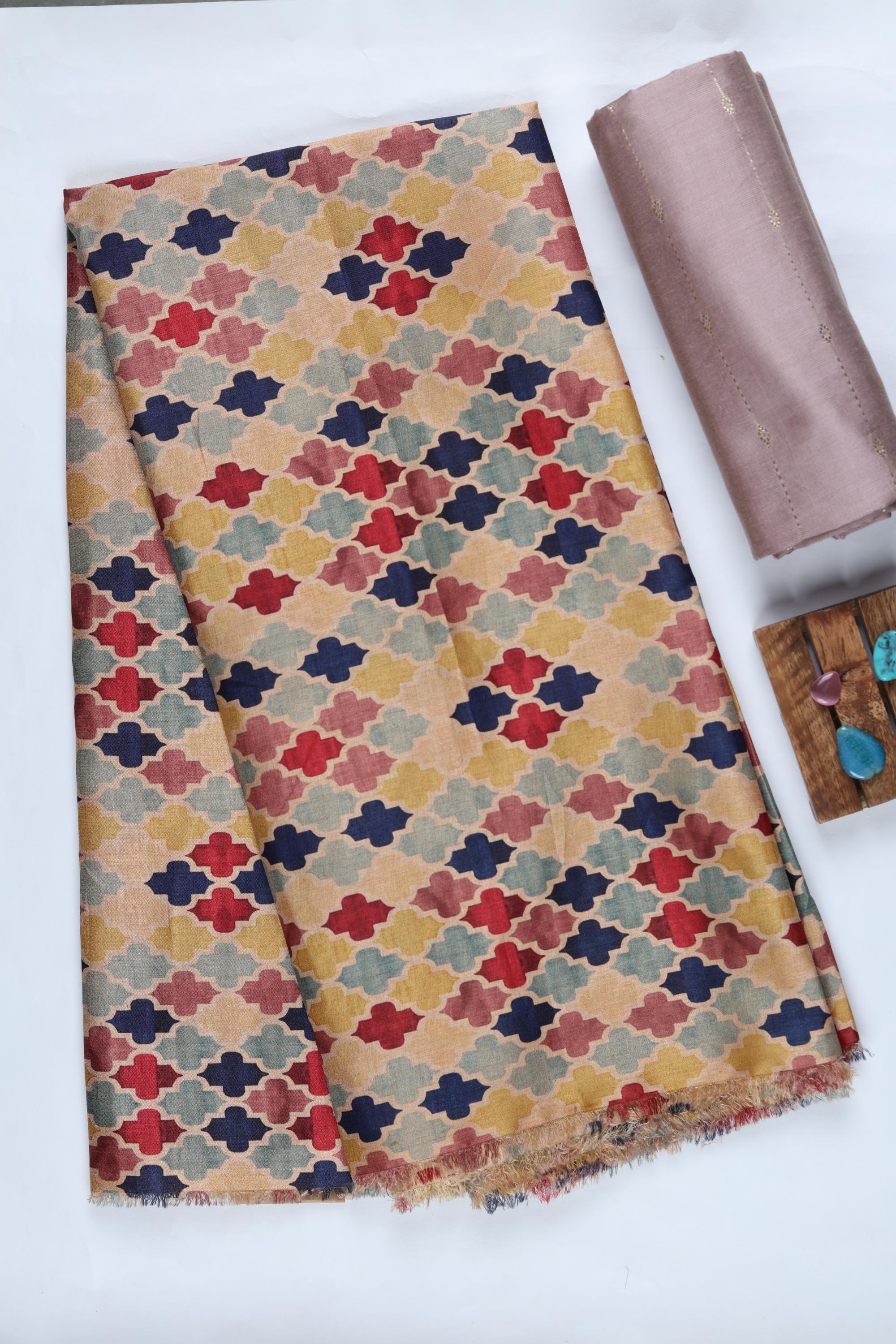 Blended Silk 3 Piece Unstitched Suit Set – Ethnic Craft406