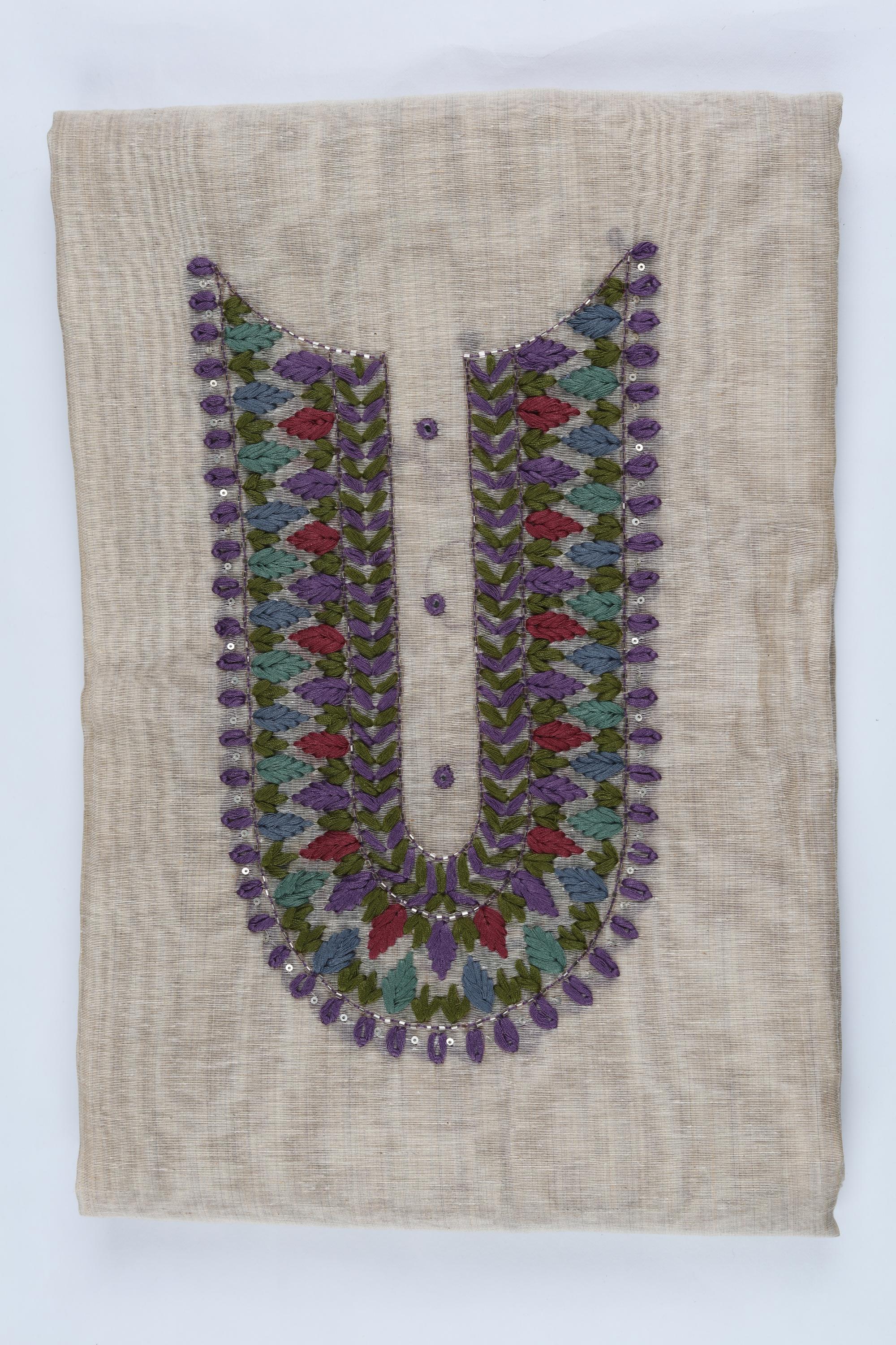 Blended Silk 3 Piece Unstitched Suit Set – Elegant Embroidery-415