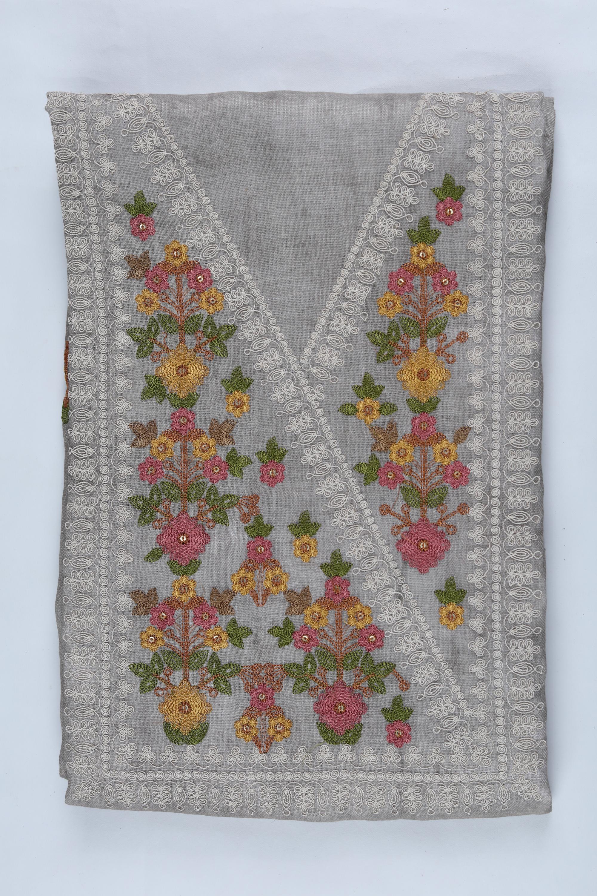 Blended Silk 3 Piece Unstitched Suit Set – Elegant Embroidery-416