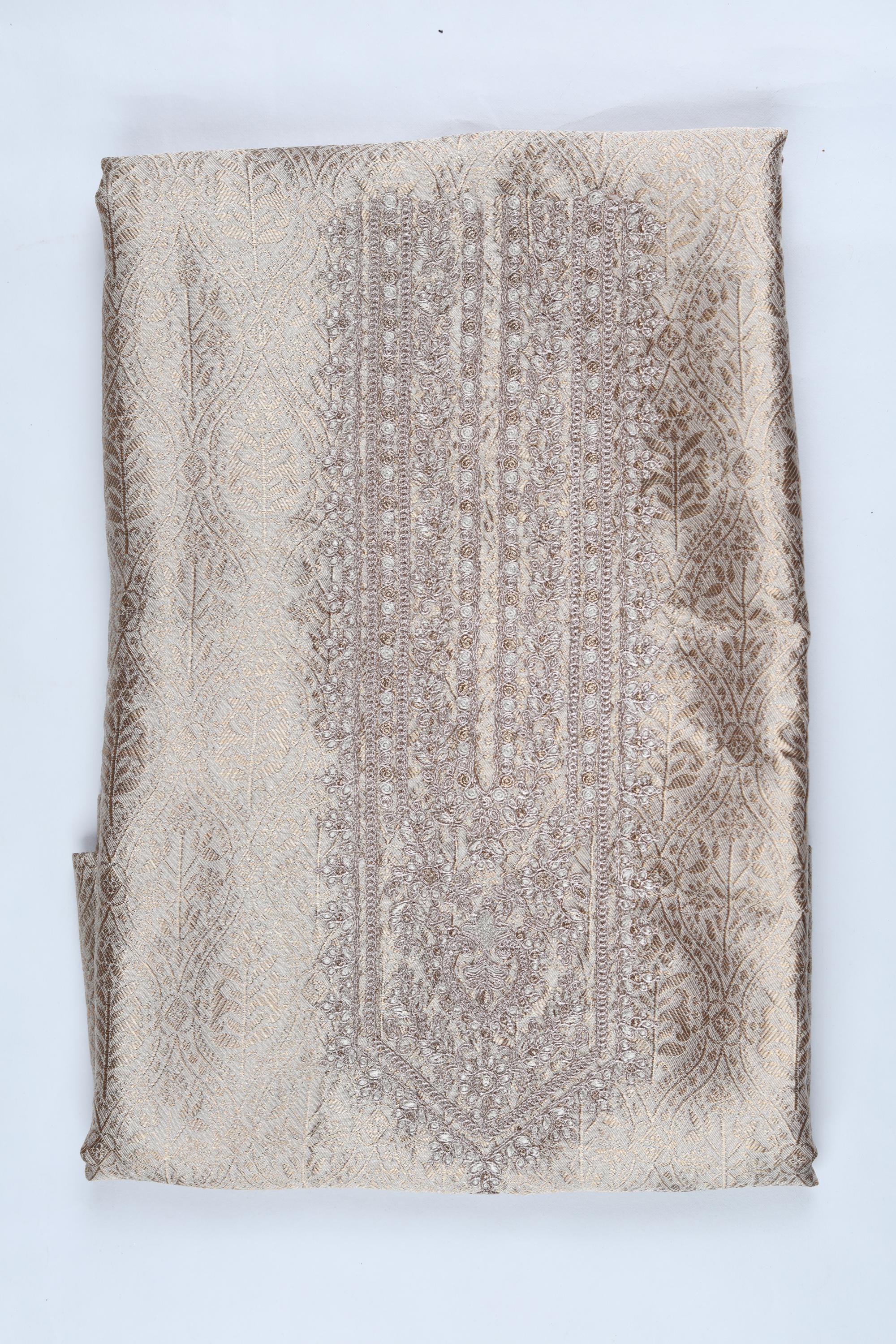 Blended Silk 3 Piece Unstitched Suit Set – Elegant Embroidery-419