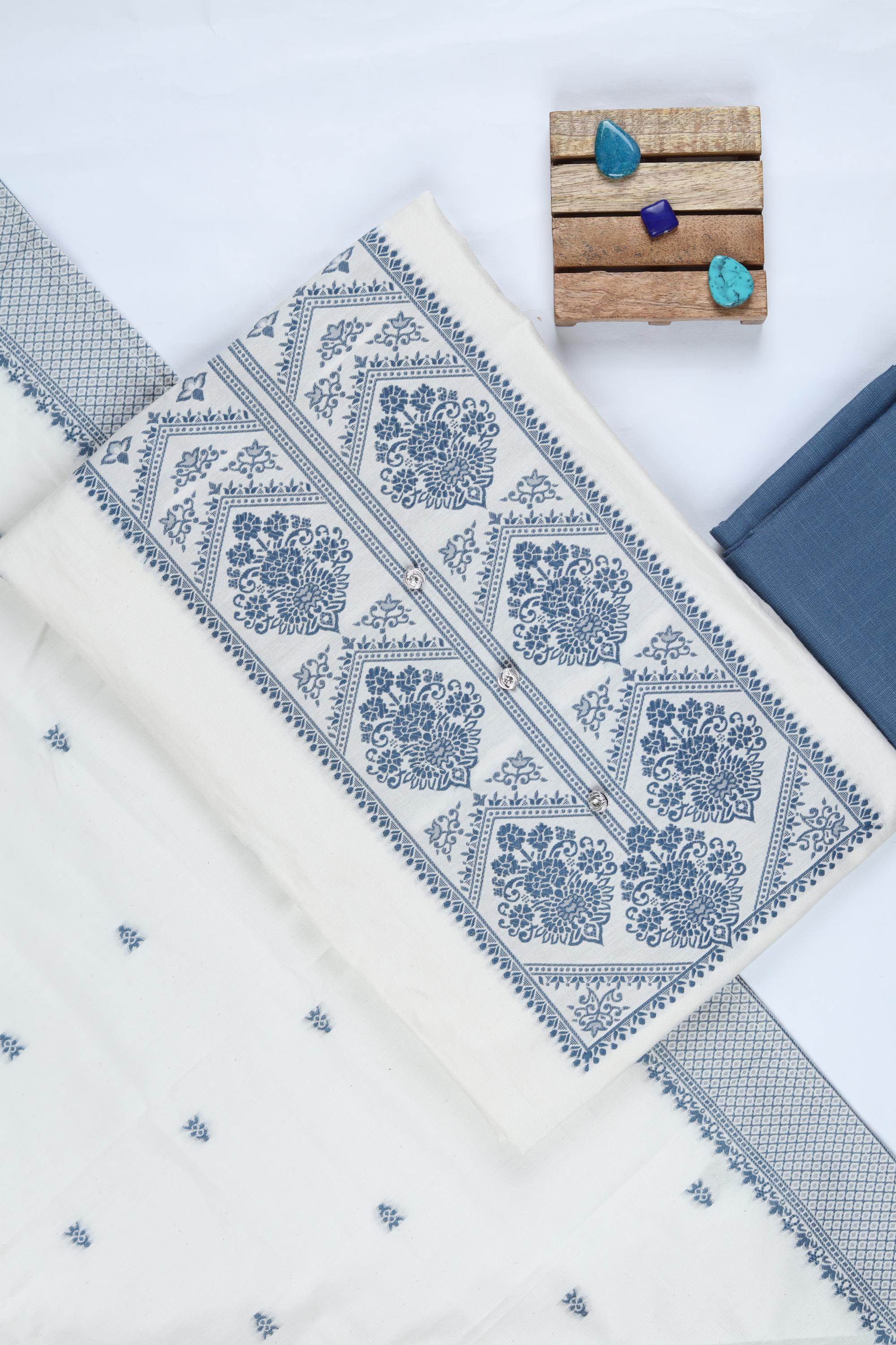 Cotton Silk 3 Piece Unstitched Suit Set – Elegant Embroidery-422