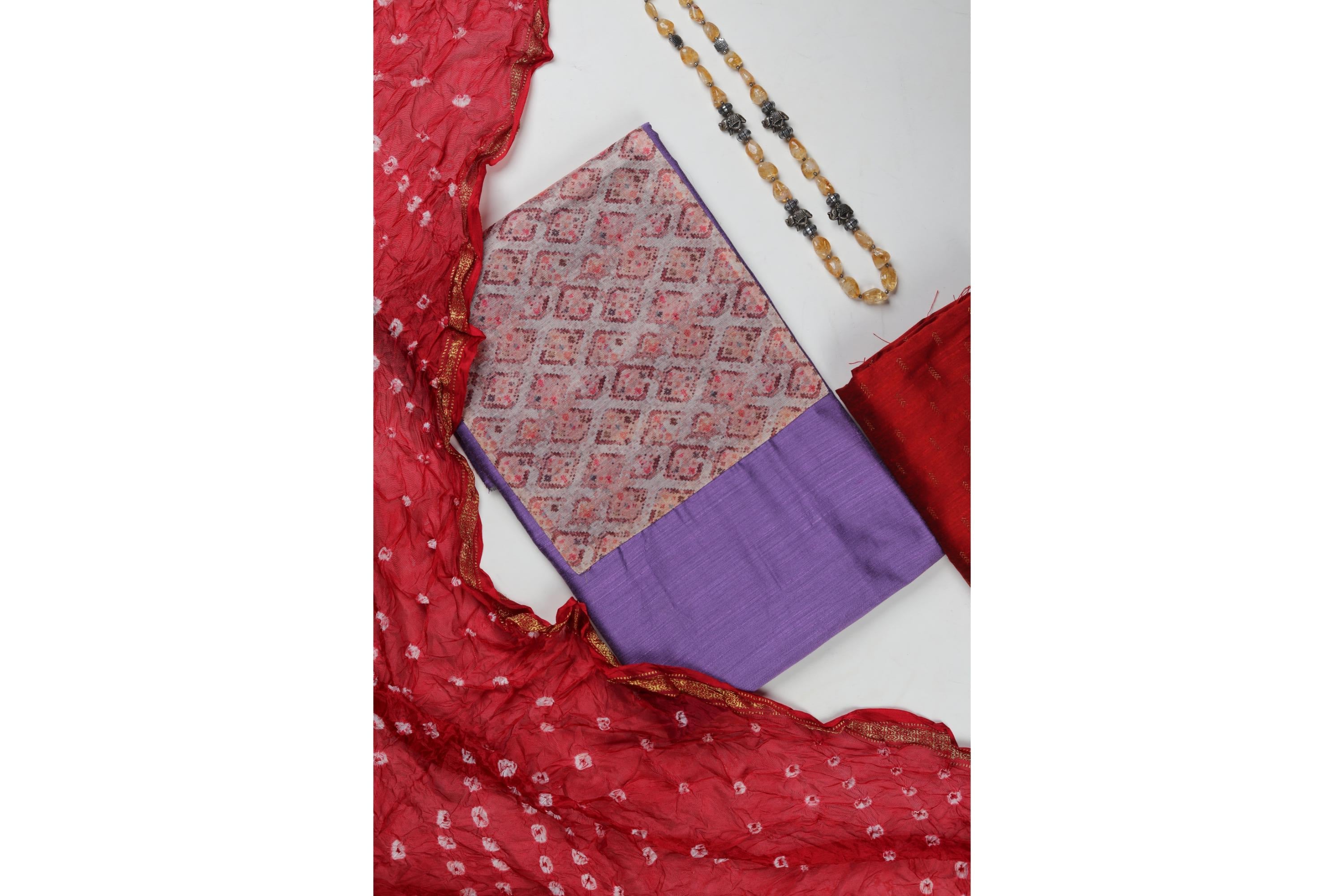 Elegant Cotton Silk Set with Bandhani Dupatta-1