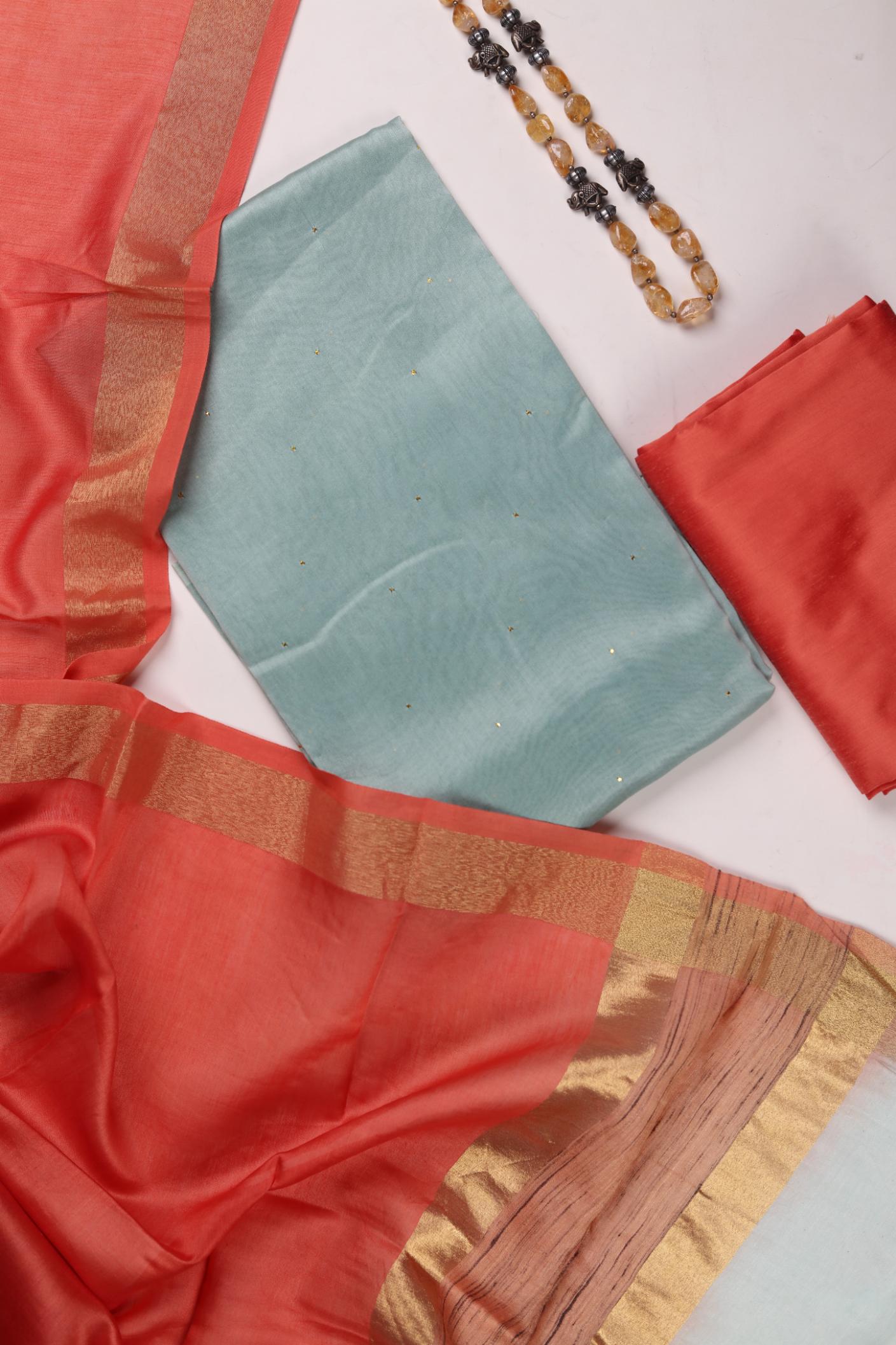 Chanderi Set with Mukesh Work-223