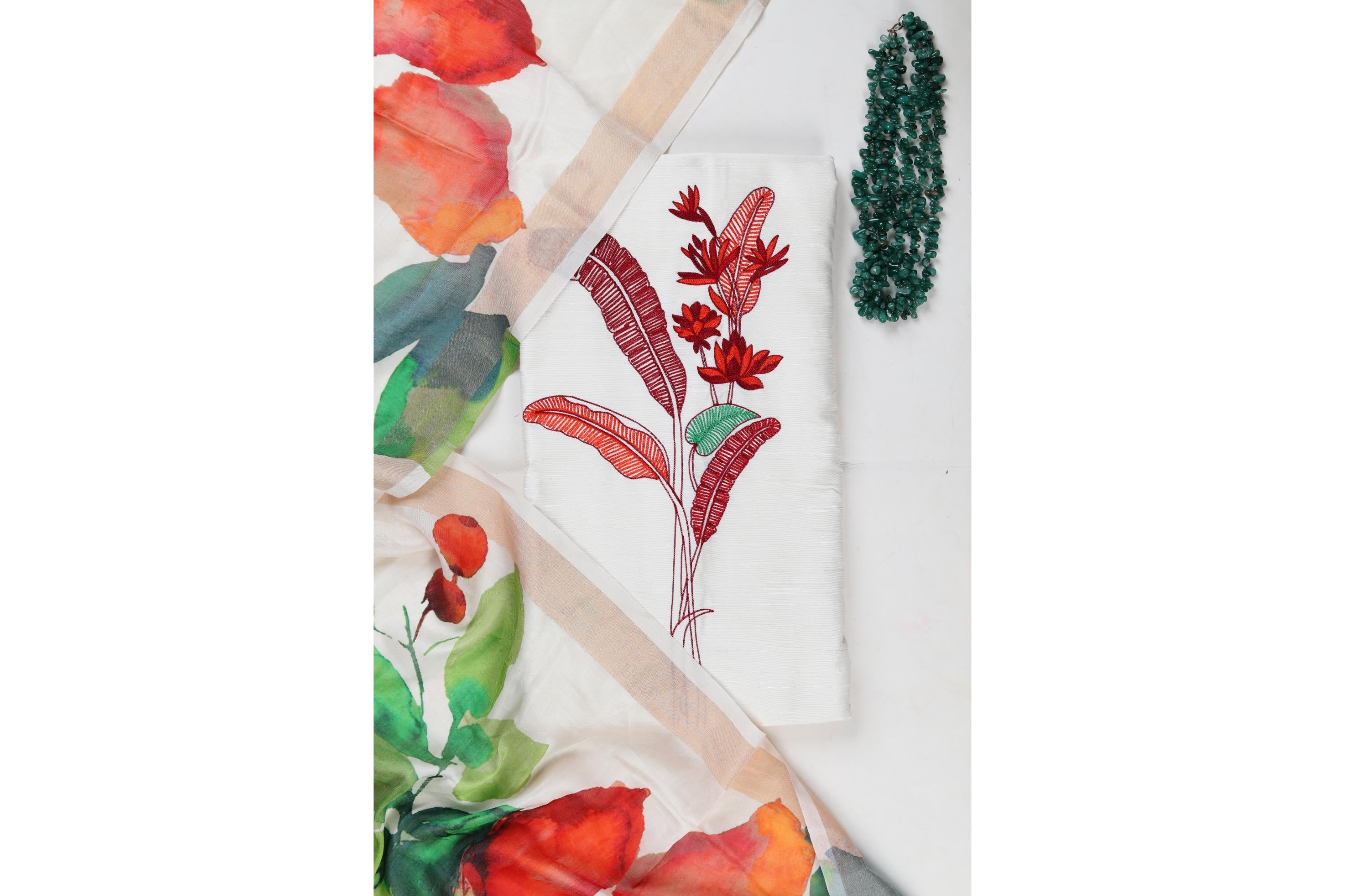 Sub Silk Embroidered Set with Printed  Chanderi  Dupatta-1