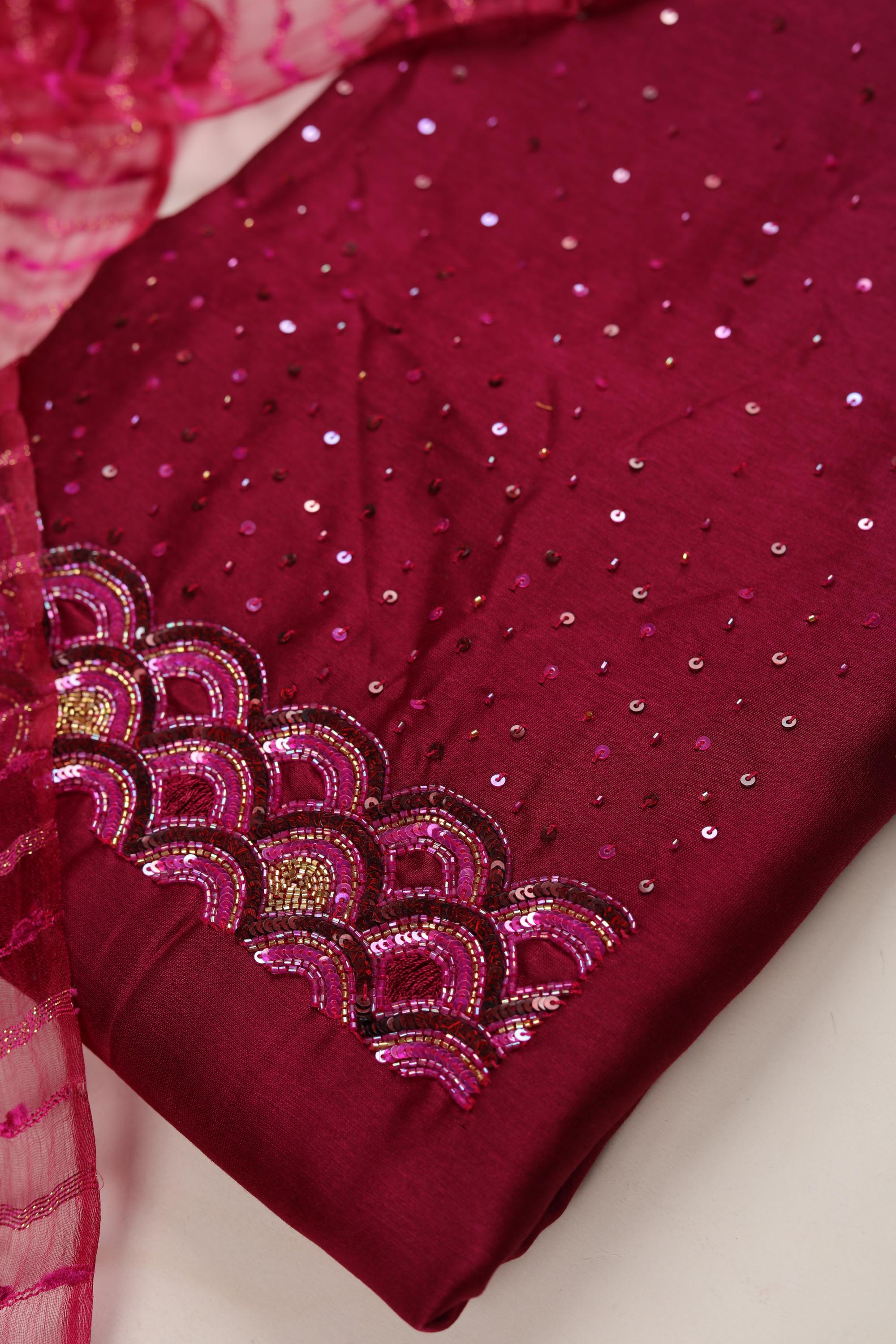 Chanderi With beautiful Net Dupatta Set-1