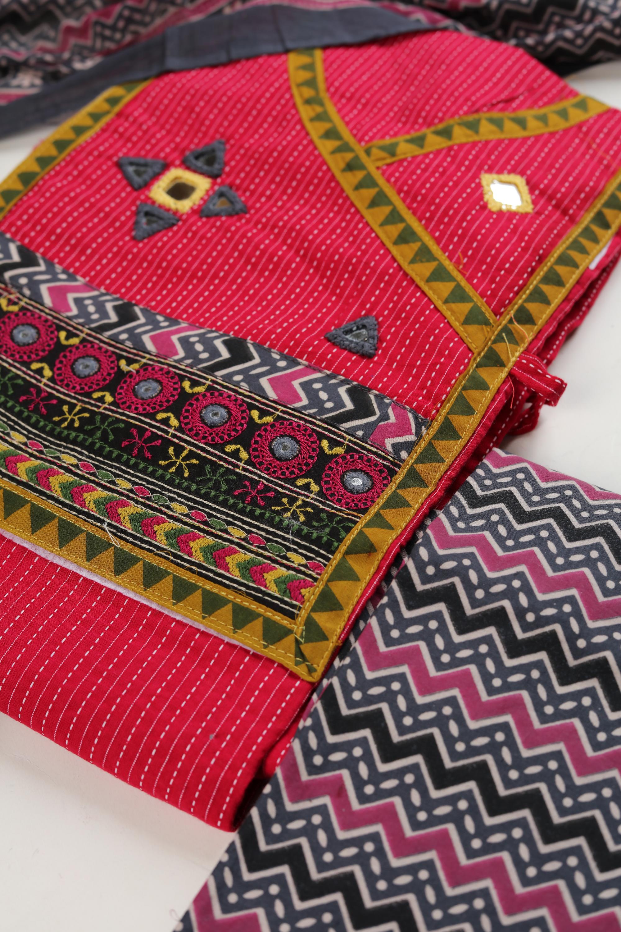 Elegant Cotton Kantha Work Suit with Printed Dupatta-3