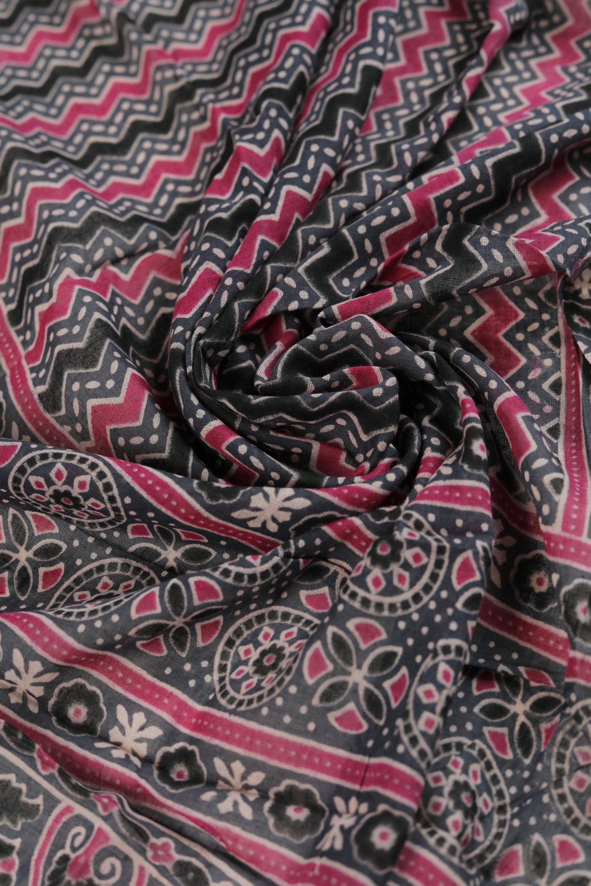 Elegant Cotton Kantha Work Suit with Printed Dupatta-3