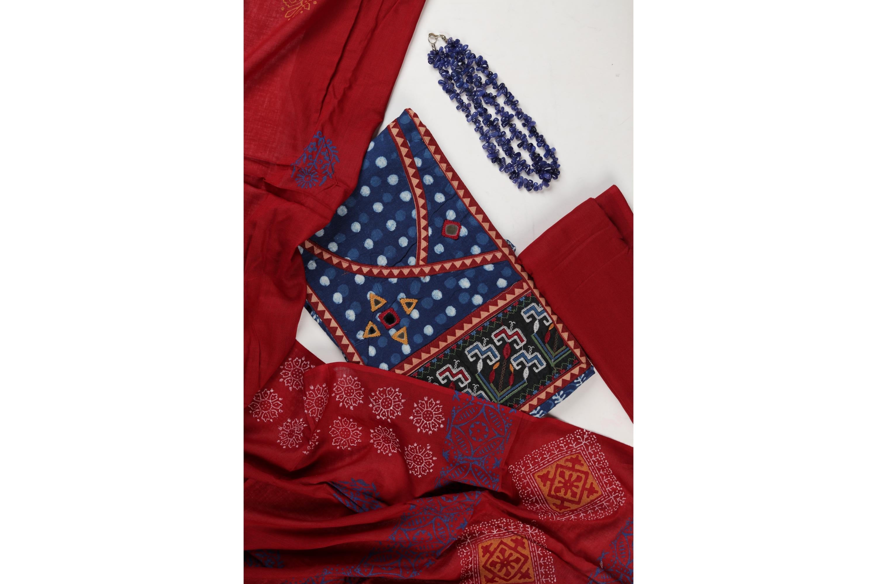 Elegant Cotton Kantha Work Suit with Printed Dupatta-5
