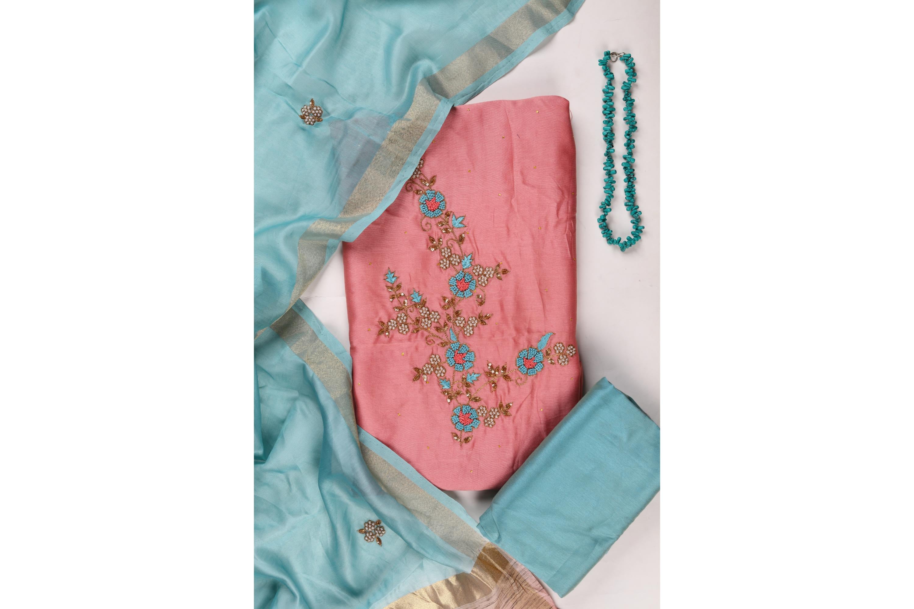 embroidered Chanderi set-1