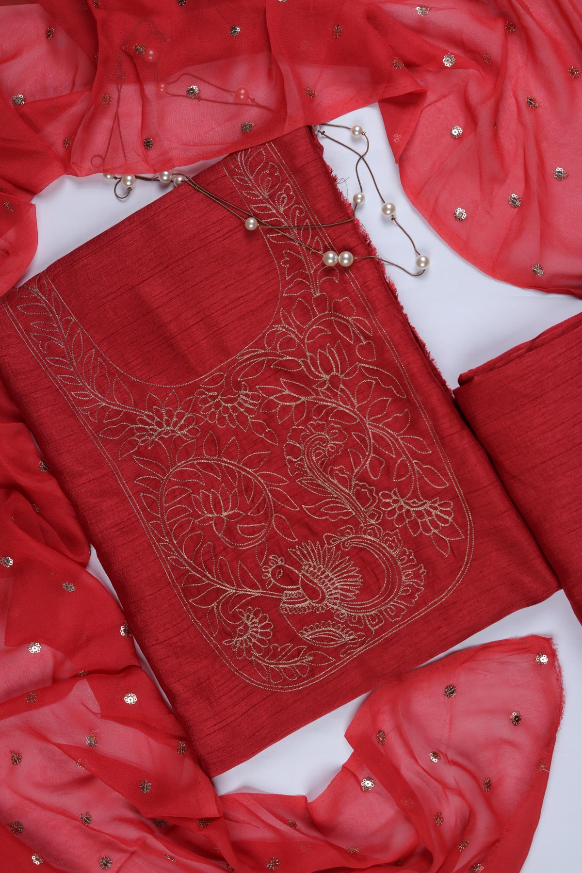 Purei Silk Piece Unstitched Suit Set – Classic Ethnic Style-376