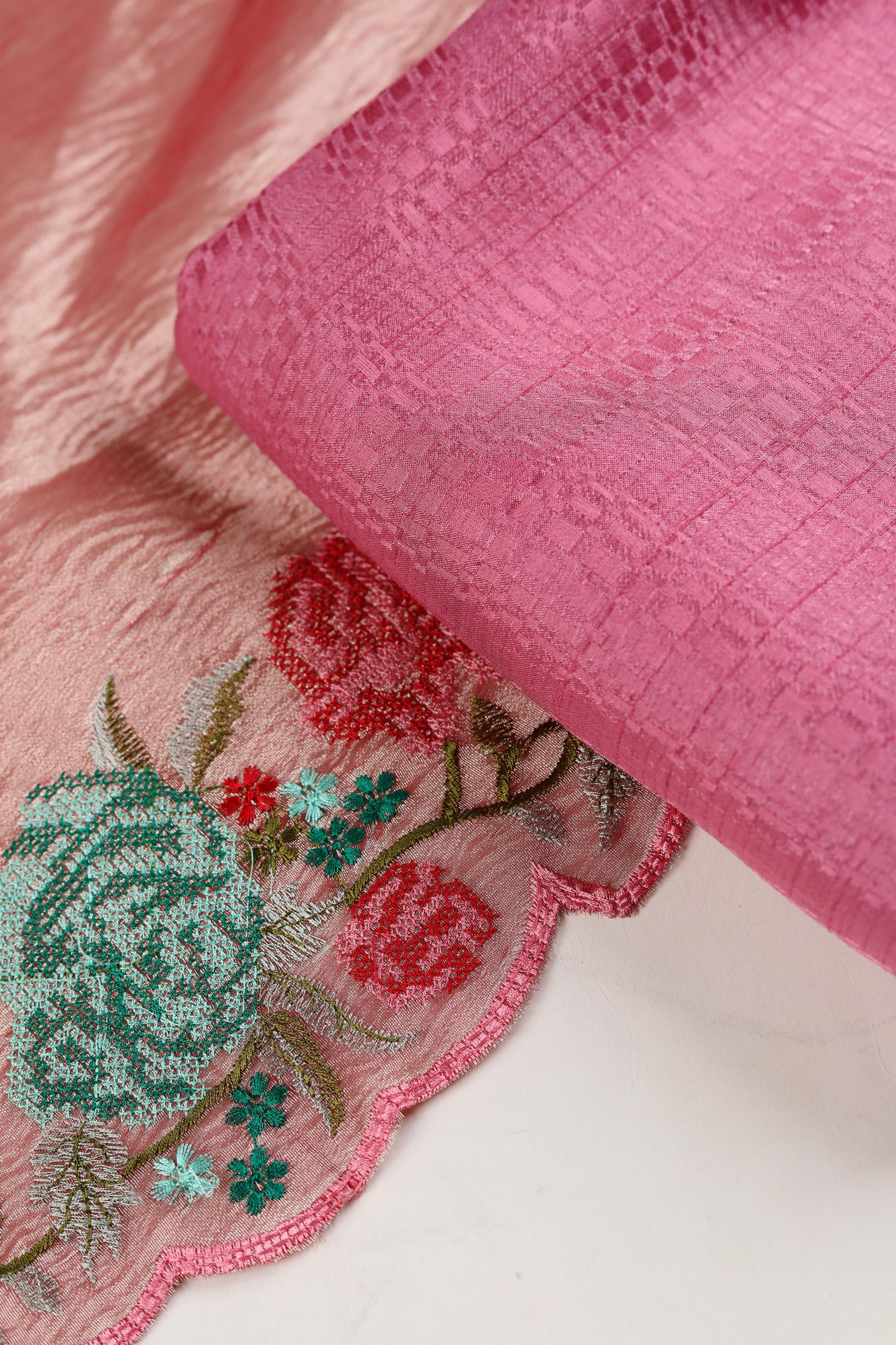 semi-silk Set with tissue dupatta-2